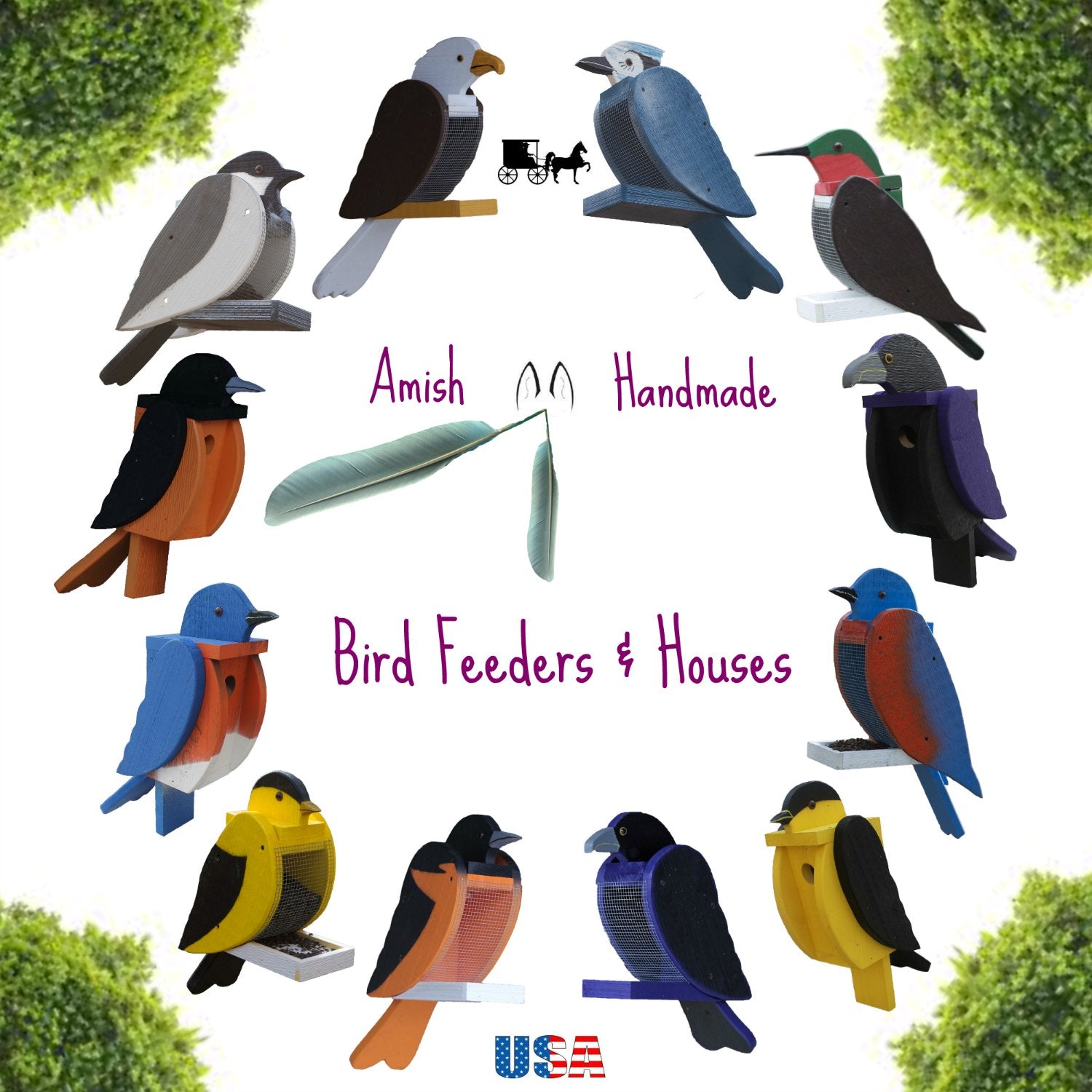 Large Amish Handmade Owl Birdhouse - Durable Wooden Bird House for Outdoor Garden Decoration & Bird Watching