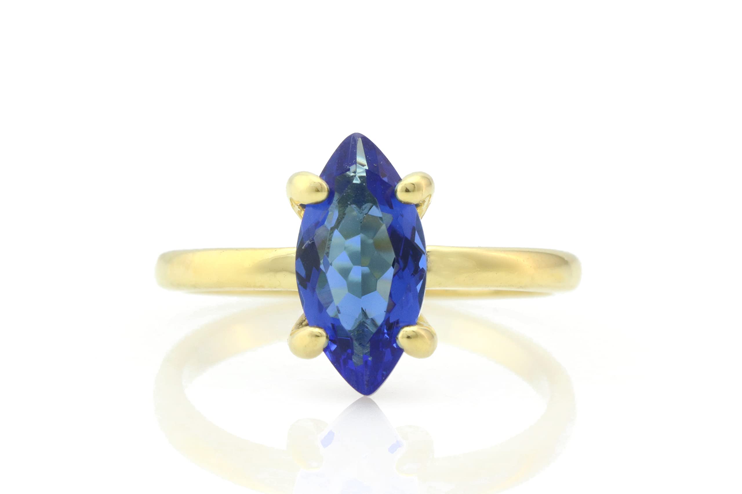 Exquisite Marquise Blue Sapphire Ring for Women - Elegant Promise, Engagement & Everyday Jewelry - Customizable with Engraving - Perfect Gift for Anniversaries, Birthdays & Special Occasions