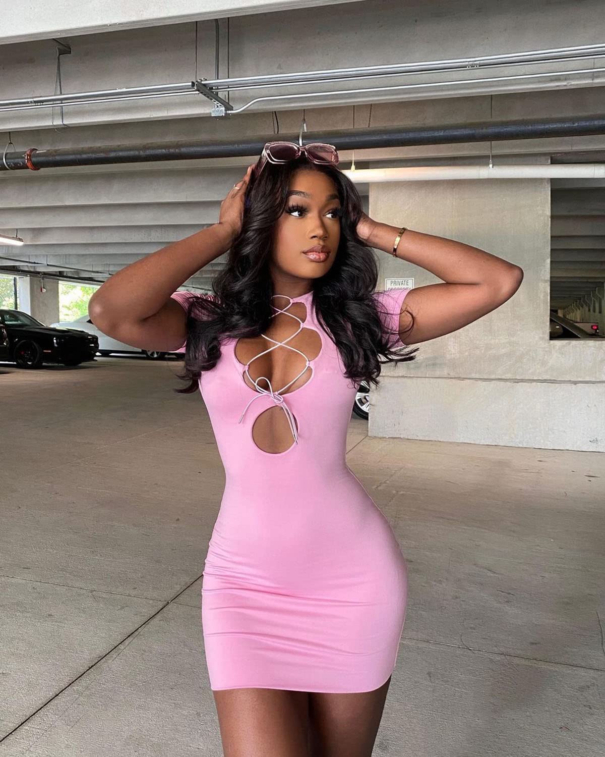 Sexy Hollow Out Lace Up Bodycon Mini Dress for Women - Summer Club Party Outfit | Perfect for Nightlife, Date Nights & Special Occasions
