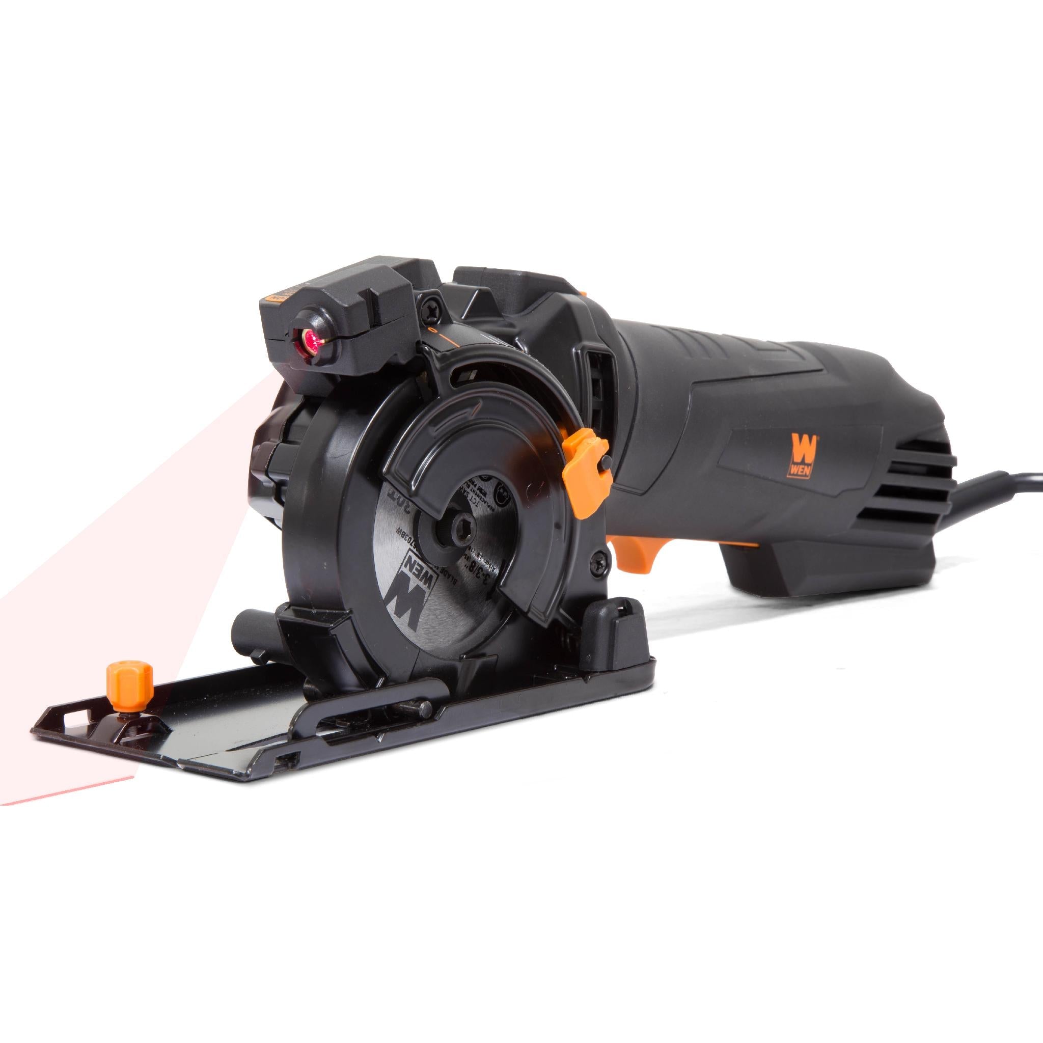 WEN R36703 4.2 Amp 3-3/8 Inch Compact Circular Saw with Laser Guide, Carrying Case & 3 Blades (Refurbished) - Perfect for DIY Projects, Woodworking, and Home Renovations