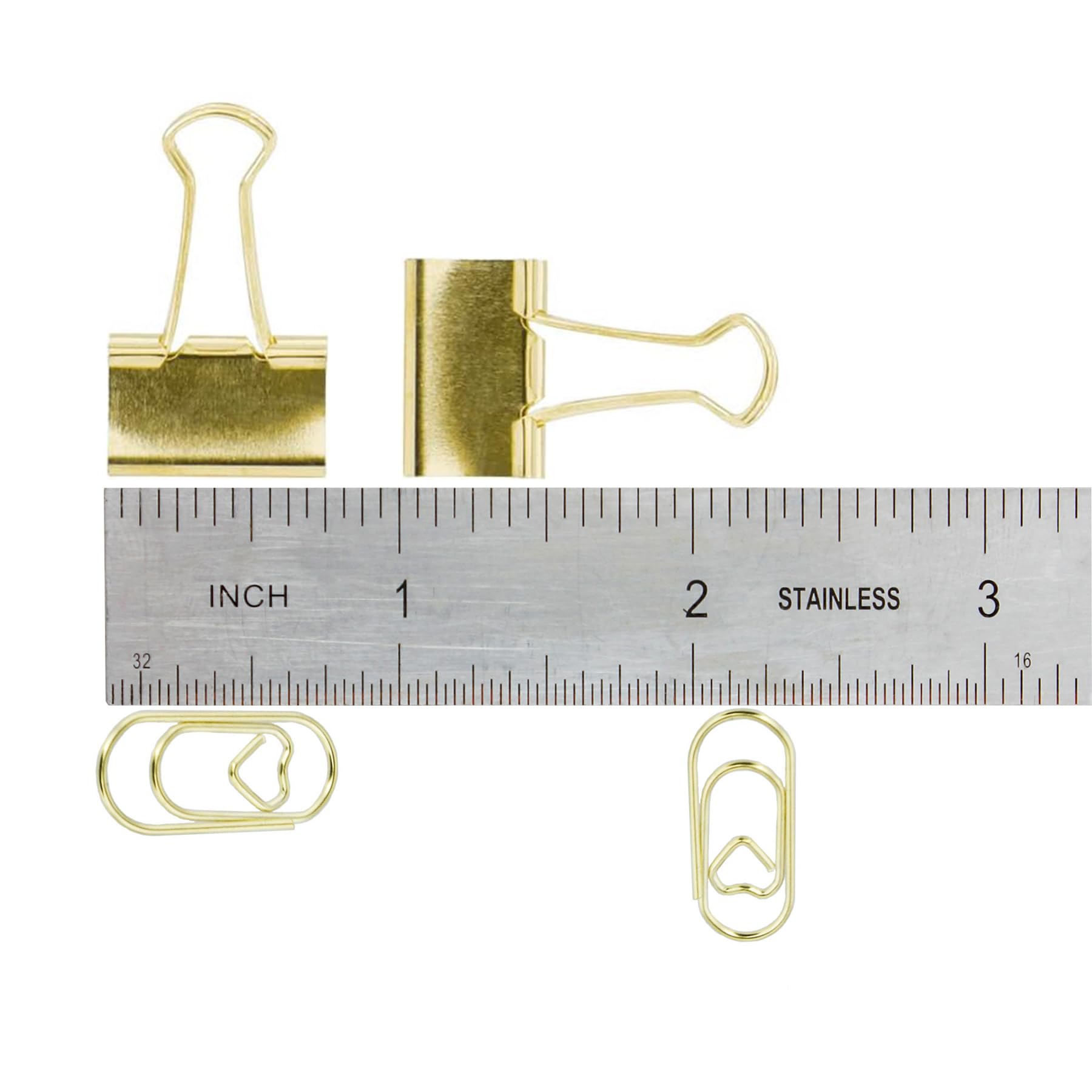 200 Pcs Gold Heart Shaped Paper Clips - Smooth Finish Mini Office Supplies, Non-Skid Stainless Steel Cute Paperclips for School, Office & Crafting - Perfect for Scrapbooking, Note-Taking & Gift Wrapping