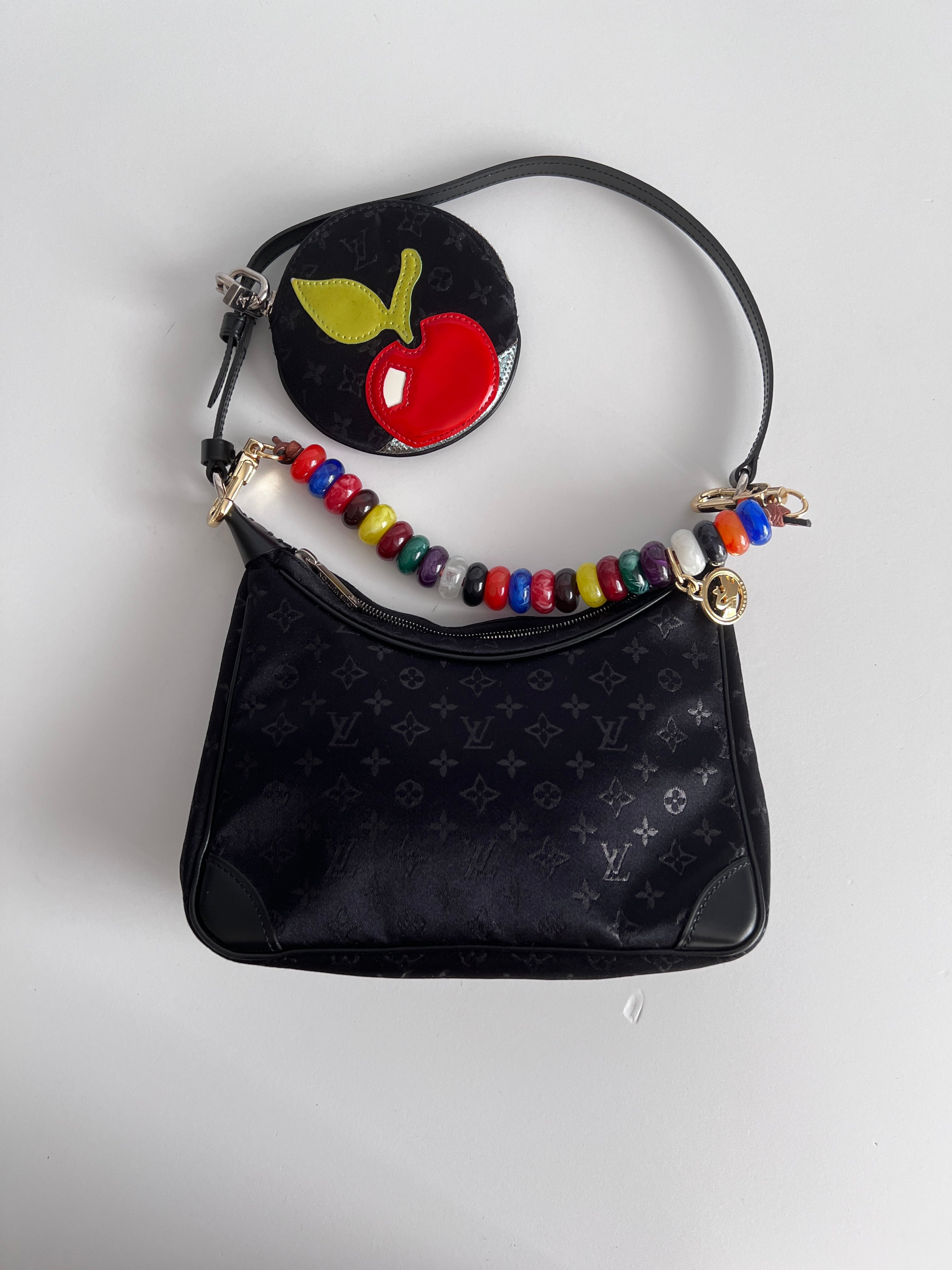 Louis Vuitton Monogram Satin Small Boulogne Crossbody Bag with Coin Pouch & Chain Strap - Elegant Evening Bag for Parties, Dates & Special Occasions