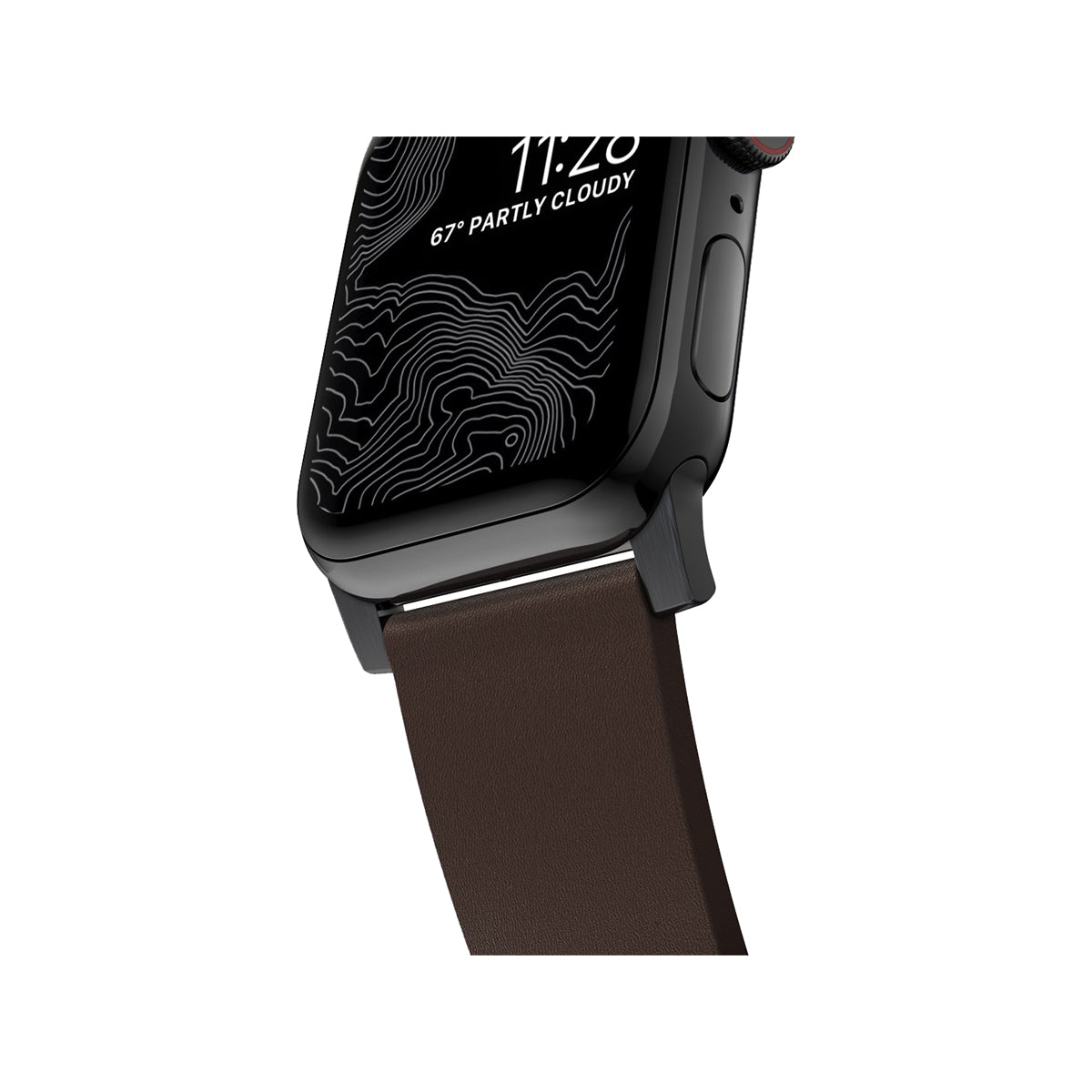 Nomad Active Band Pro 45mm / 49mm - Black Hard Case with Premium Brown Leather Strap | Compatible with Apple Watch for Sports & Everyday Wear