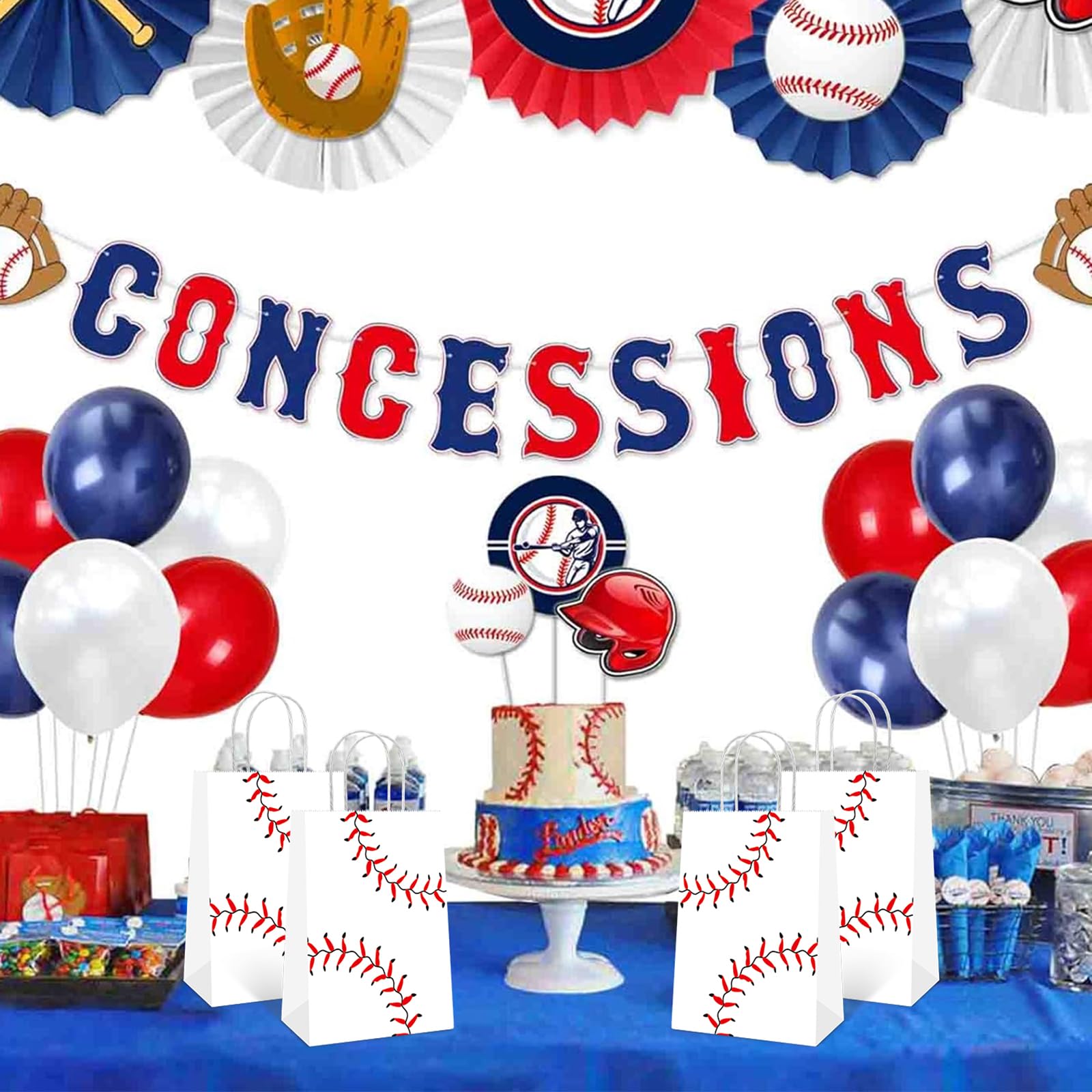 Bsitao 16 PCS Baseball Party Favor Bags with Handles - Baseball Themed Gift Bags for Candy, Treats & Goodies - Perfect for Birthday Parties, Baby Showers & Sports Themed Events