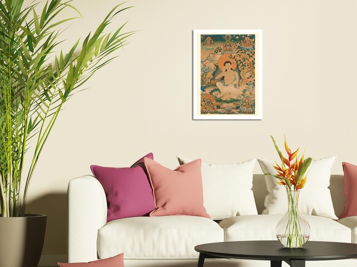 Milarepa - Tibet's Great Yogi Sage & Singing Saint - Vintage Tibetan Thangka Buddhist Art Print on Premium 290gsm Bamboo Paper (24x32 Inches, Unframed) - Perfect for Meditation Rooms, Yoga Studios & Spiritual Home Decor
