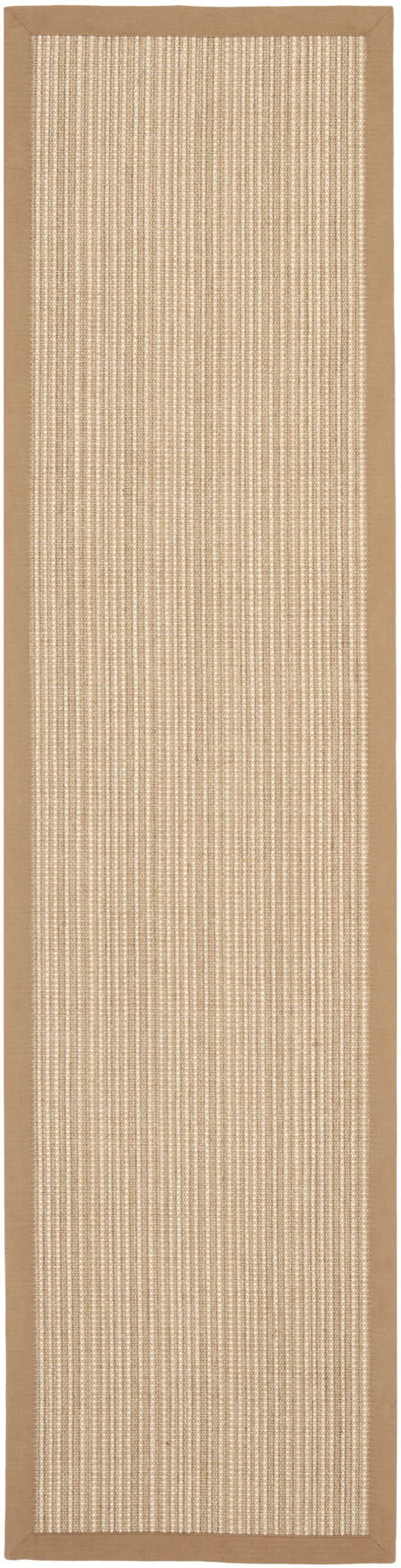 SAFAVIEH Natural Fiber Collection Runner Rug - 2' x 12', Tan & Tan, Border Stripe Sisal Design - Easy Care, Durable & Non-Slip - Perfect for High Traffic Areas in Living Room, Bedroom, Hallway & Entryway (NF442D)