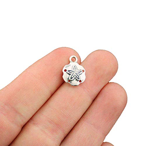 20PCS Antique Silver Sand Dollar Charms Bulk Wholesale - SC6694 for Jewelry Making, DIY Crafts, Beach Theme Decorations