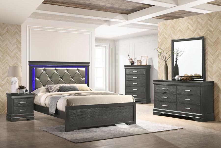 Stylish Brooklyn Bedroom Set - Queen/King Size Bed Frame, Nightstand & Dresser - Modern Farmhouse Furniture for Cozy Bedroom Decor | Perfect for Guest Rooms, Master Suites & Small Apartments