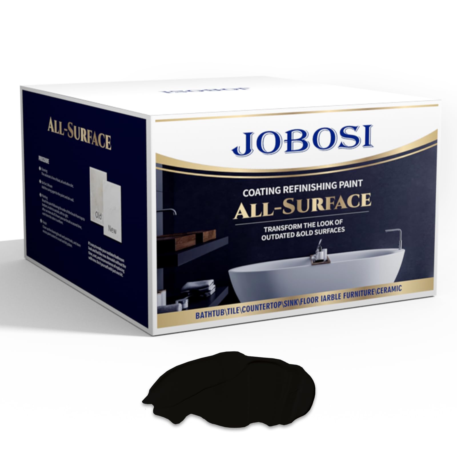 Water-Based Tile Paint & Refinishing Kit - 32 Fl Oz Covers 50-55 Sq Ft - Bathtub, Bathroom Wall, Countertop, Sink Resurfacing Paint - Low Odor, Non-Toxic, Waterproof - Easy to Use - Black | Perfect for Kitchen, Bathroom & Home Renovation Projects