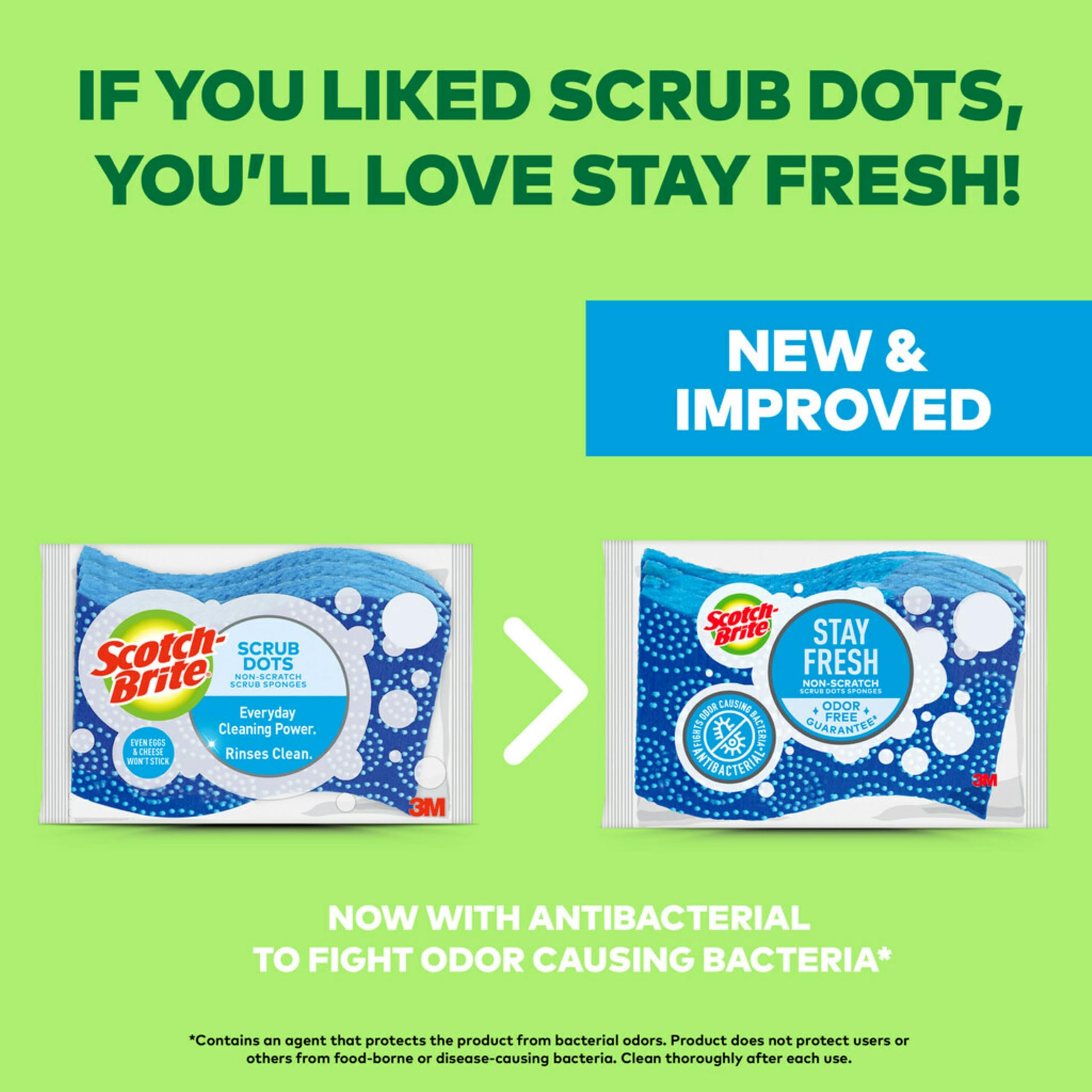 Scotch-Brite Non-Scratch Scrub Dots Sponge - 3 Pack for Gentle Dishwashing & Kitchen Cleaning | Rinses Clean | Perfect for Pots, Pans & Delicate Surfaces