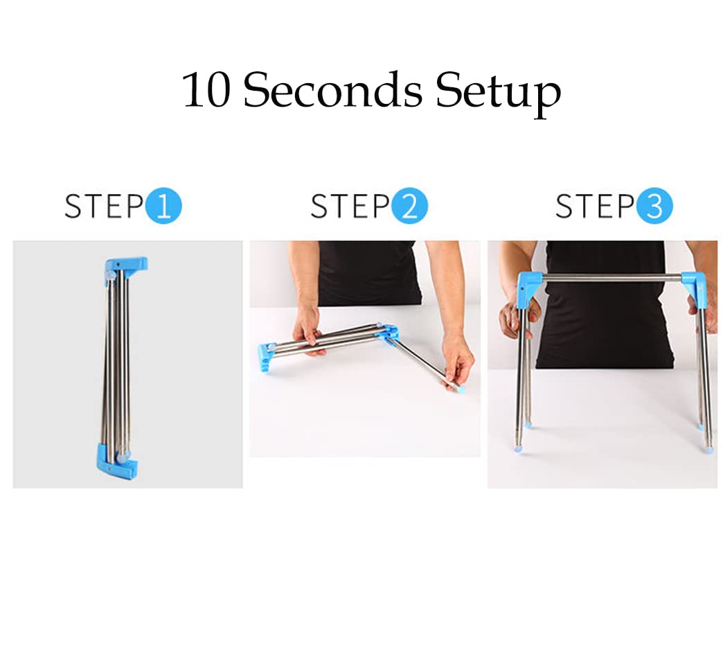 Portable Garment Rack - Extra Compact & Lightweight Foldable Clothes Drying Rack for Travel, Camping, Laundry, Dance | Indoor & Outdoor Use with 10 Foldable Hangers (Enhanced Longer & Thicker Design) - Perfect for Small Spaces, Dorms, Apartments & On-the-Go Drying Needs