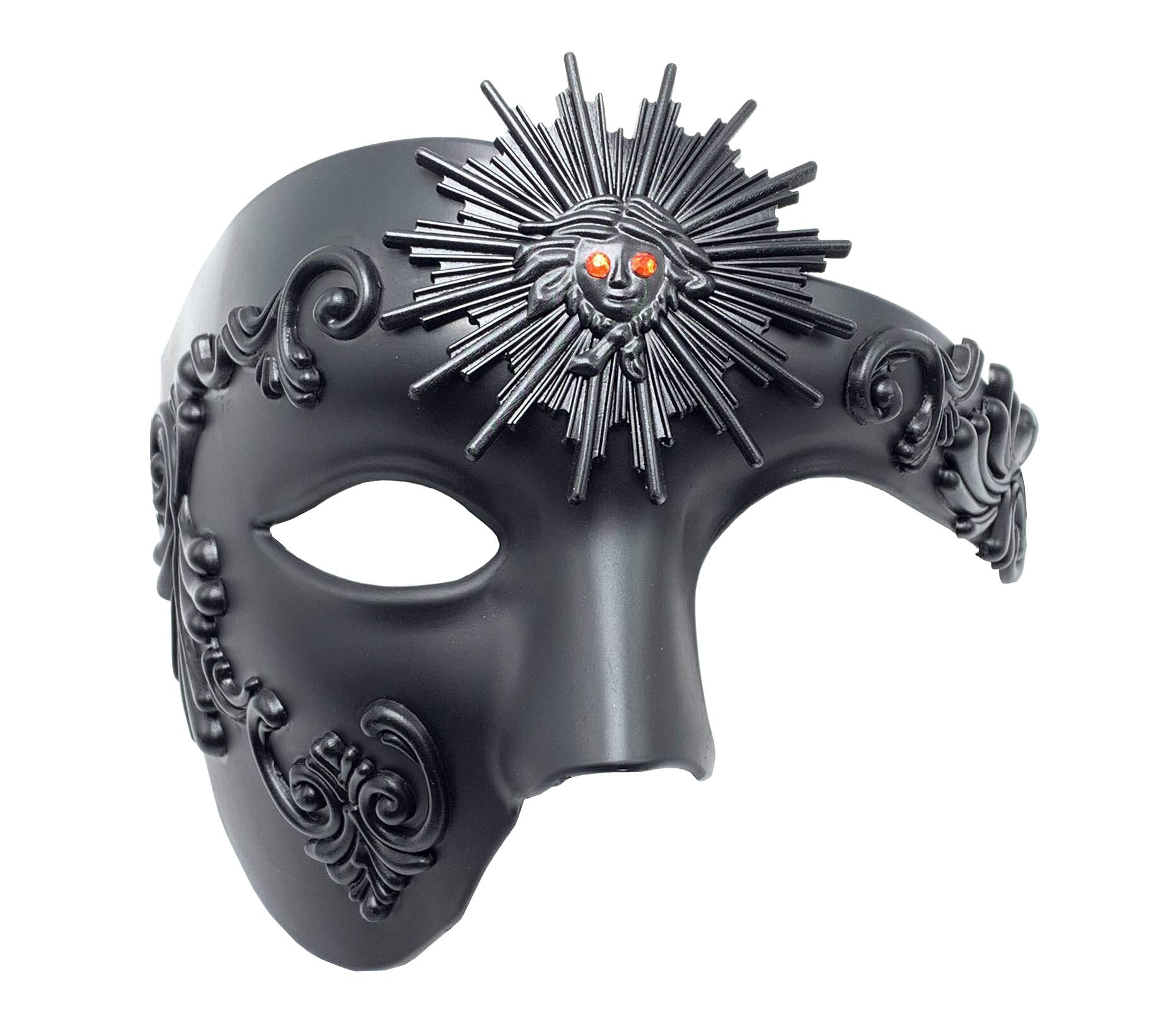 Steampunk Metal Cyborg Venetian Mask for Men - Gothic Phantom of The Opera Style Masquerade Mask - Perfect for Mardi Gras, Cosplay & Halloween Parties