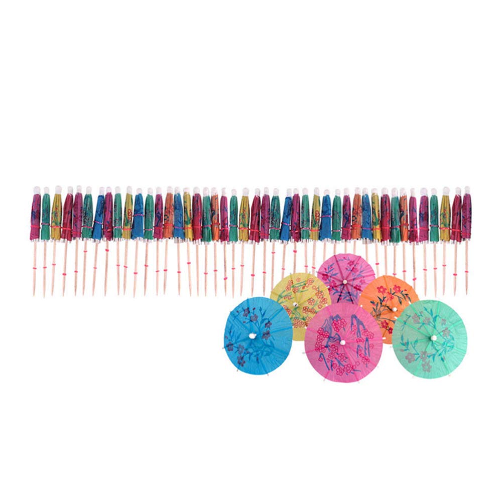 PRETYZOOM 50pcs Mini Umbrella Cake Toppers - Colorful Food Picks for Cupcakes, Cocktails & Party Decorations - Perfect for Birthday Parties, Baby Showers & Poolside Celebrations