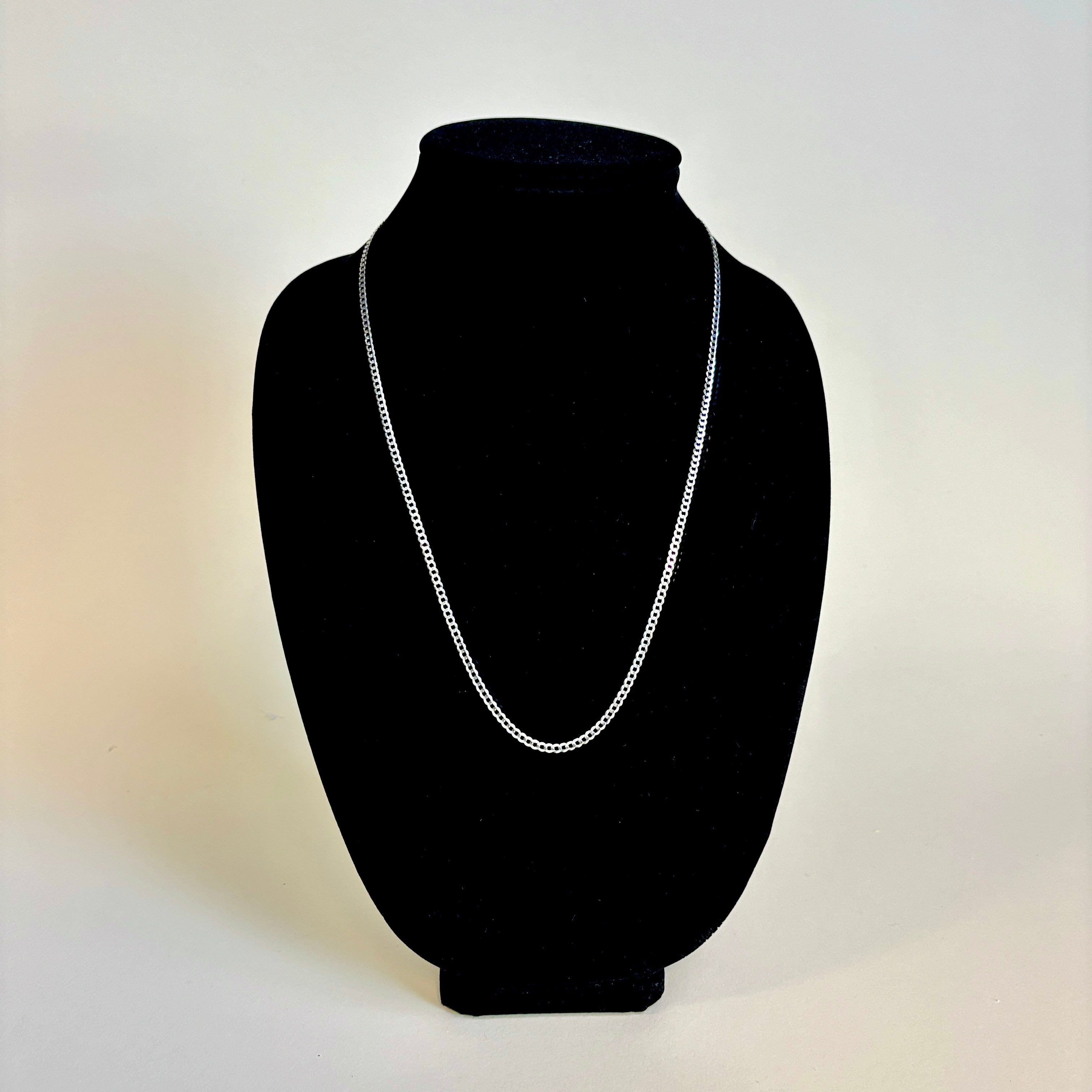 10K White Gold Curb Link Chain Necklace 24 Inch - Elegant Dainty Jewelry for Women, Perfect for Everyday Wear, Gift Giving & Special Occasions