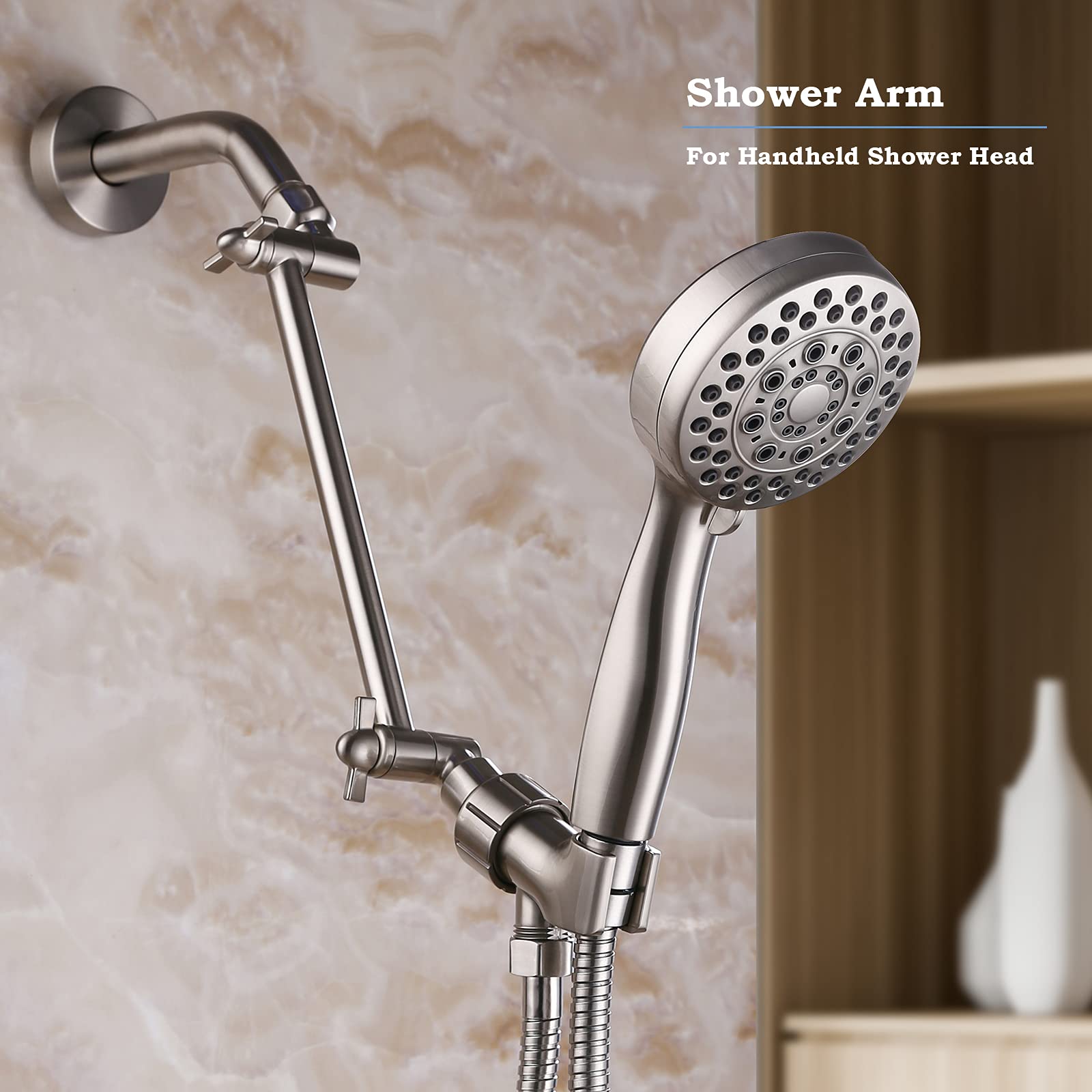 10 Inch Adjustable Shower Arm Extender - Universal Shower Head Extension with Brushed Nickel Finish | Perfect for Bathroom Renovation & Low-Ceiling Showers