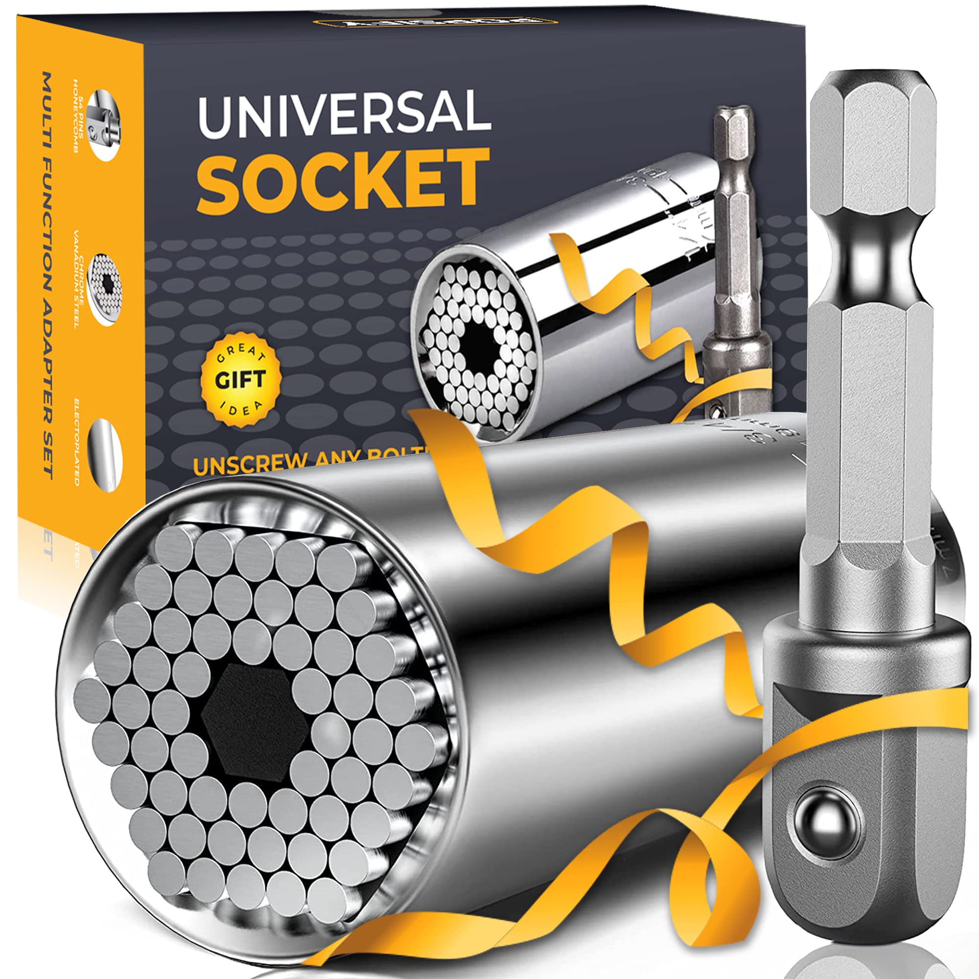 Universal Socket Tool Set - Practical Gifts for Men, Dad, Boyfriend & Husband | Stocking Stuffers for Adults | Unique Christmas & White Elephant Gifts for Tool Lovers | Perfect for DIY Projects, Home Repairs & Car Maintenance