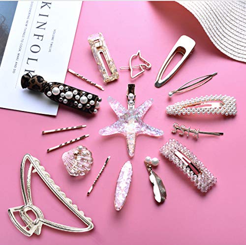 Pearl Hair Clips for Women & Girls - Acrylic Resin Geometric Hair Barrettes with Hollow Design - Elegant Hair Accessories & Styling Tools for Parties, Weddings & Daily Wear