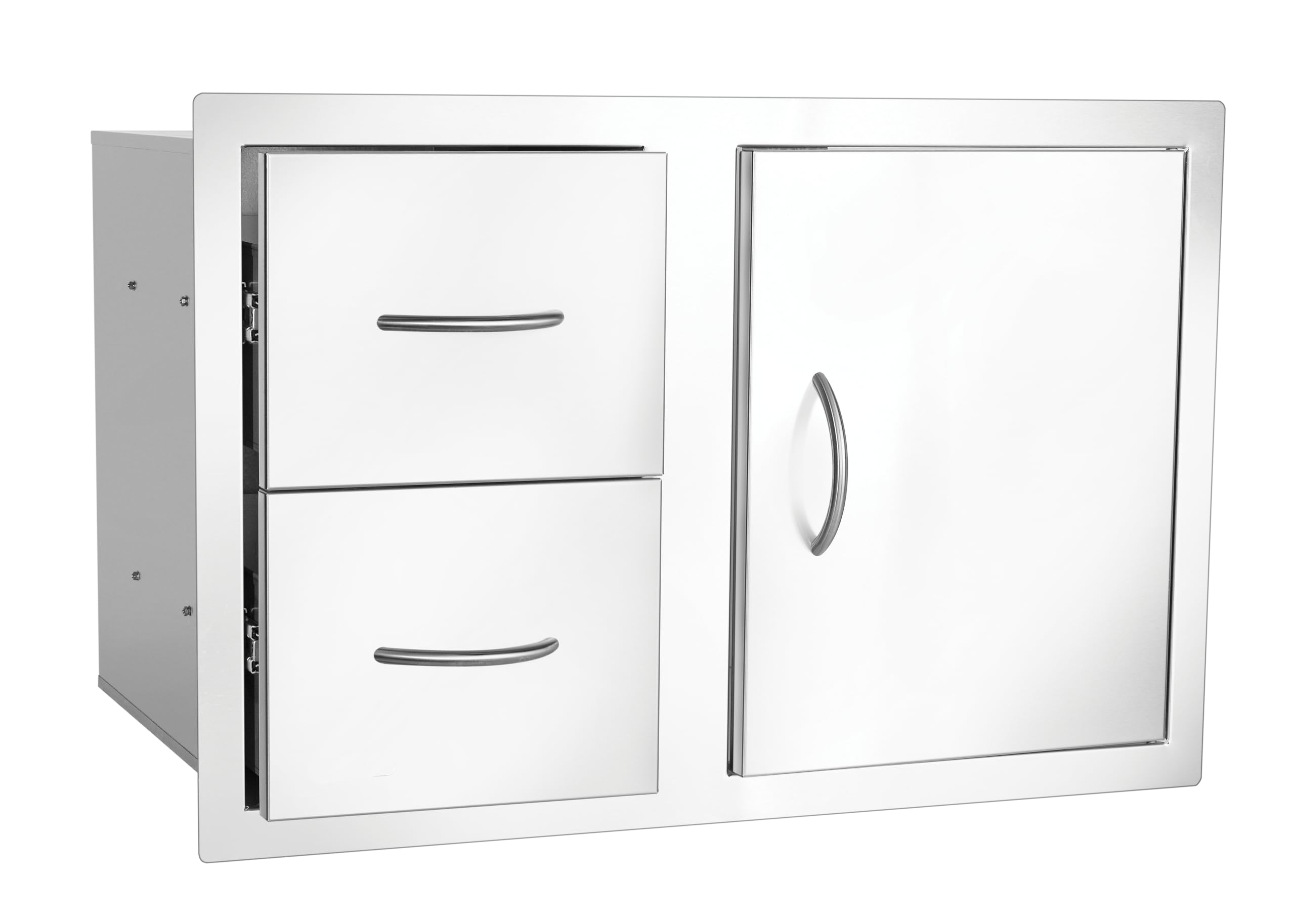 Bull Classic Stainless Steel Drop-In Door Drawer Combo Storage for Outdoor Kitchen BBQ Island - Perfect for Grilling and Entertaining