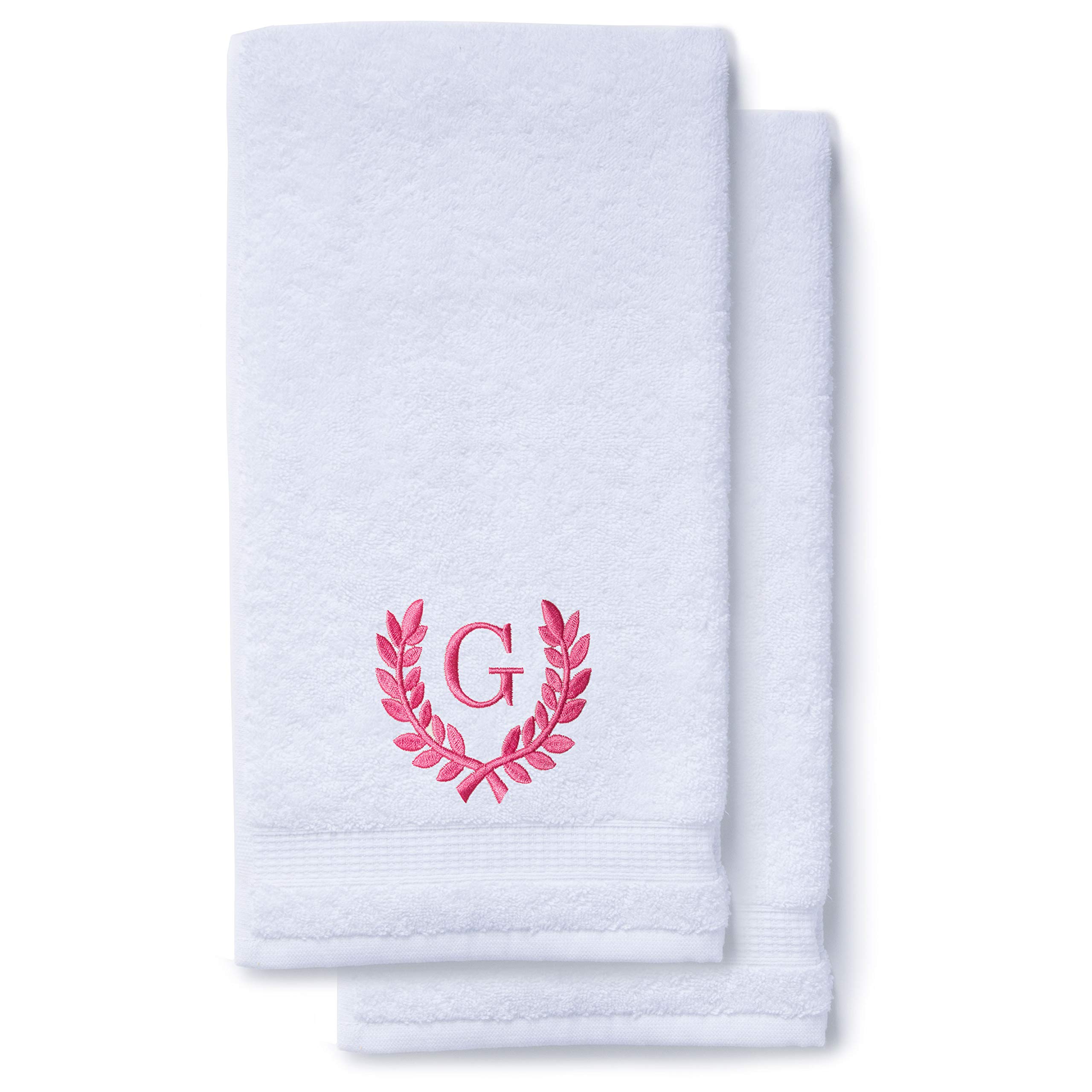 Personalized Monogrammed Hand Towels - Luxury Turkish Cotton Bath & Kitchen Towels Set of 2 (16