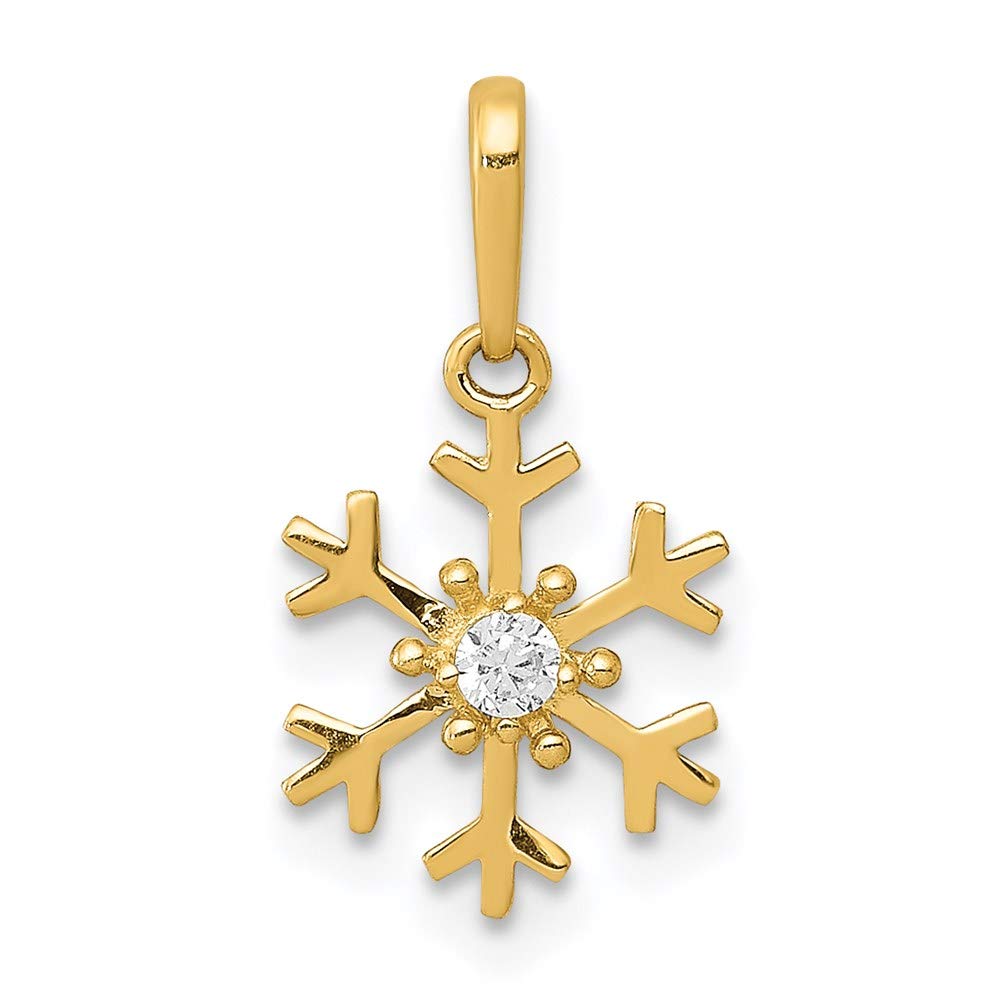 14k Gold Snowflake Pendant with CZ - Elegant Jewelry for Winter Gifts