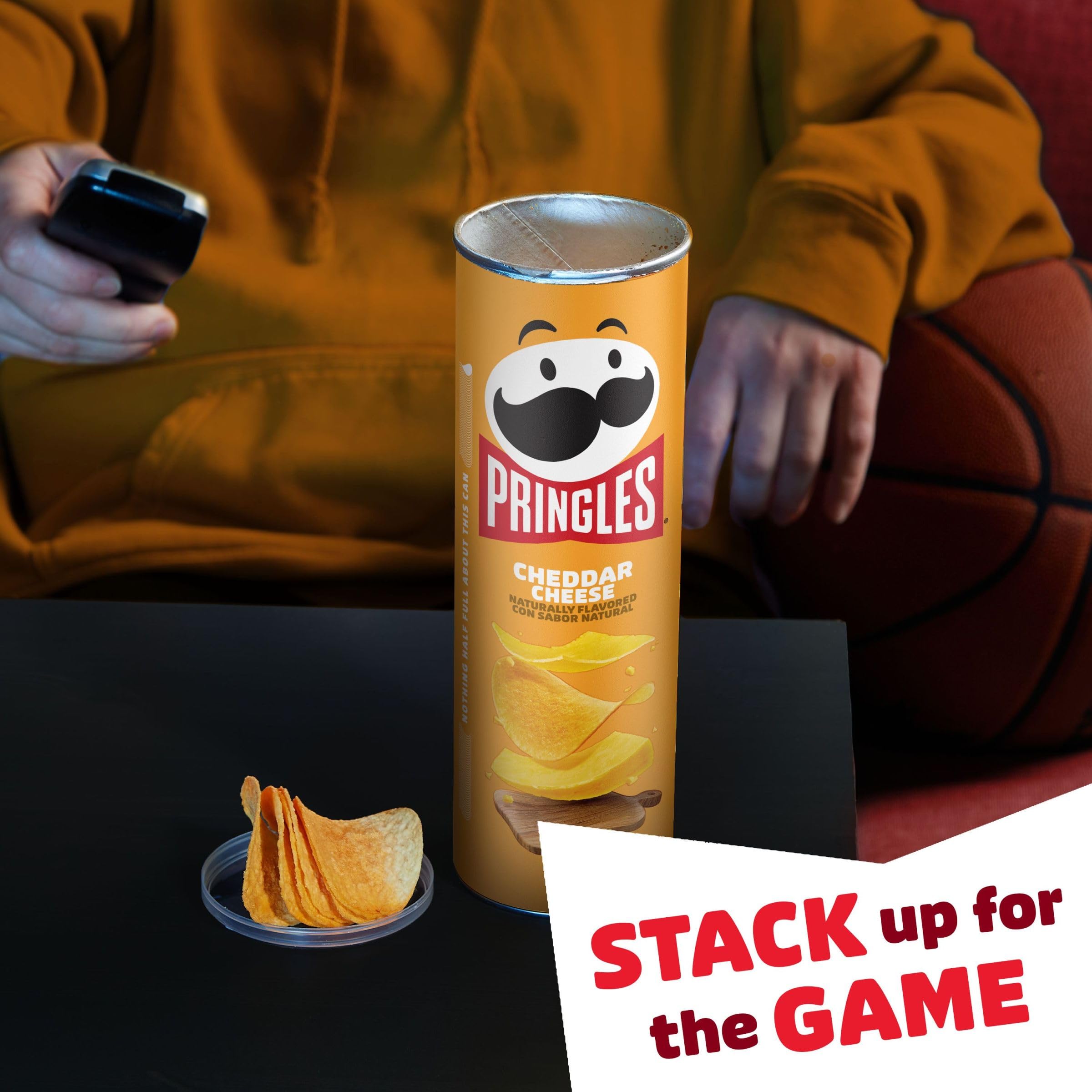 Pringles Cheddar Cheese Potato Crisps - 5.5oz Can (Pack of 1) | Crunchy Snacks for Lunch, Office, Travel & On-the-Go | Perfect for Road Trips, School & Movie Nights