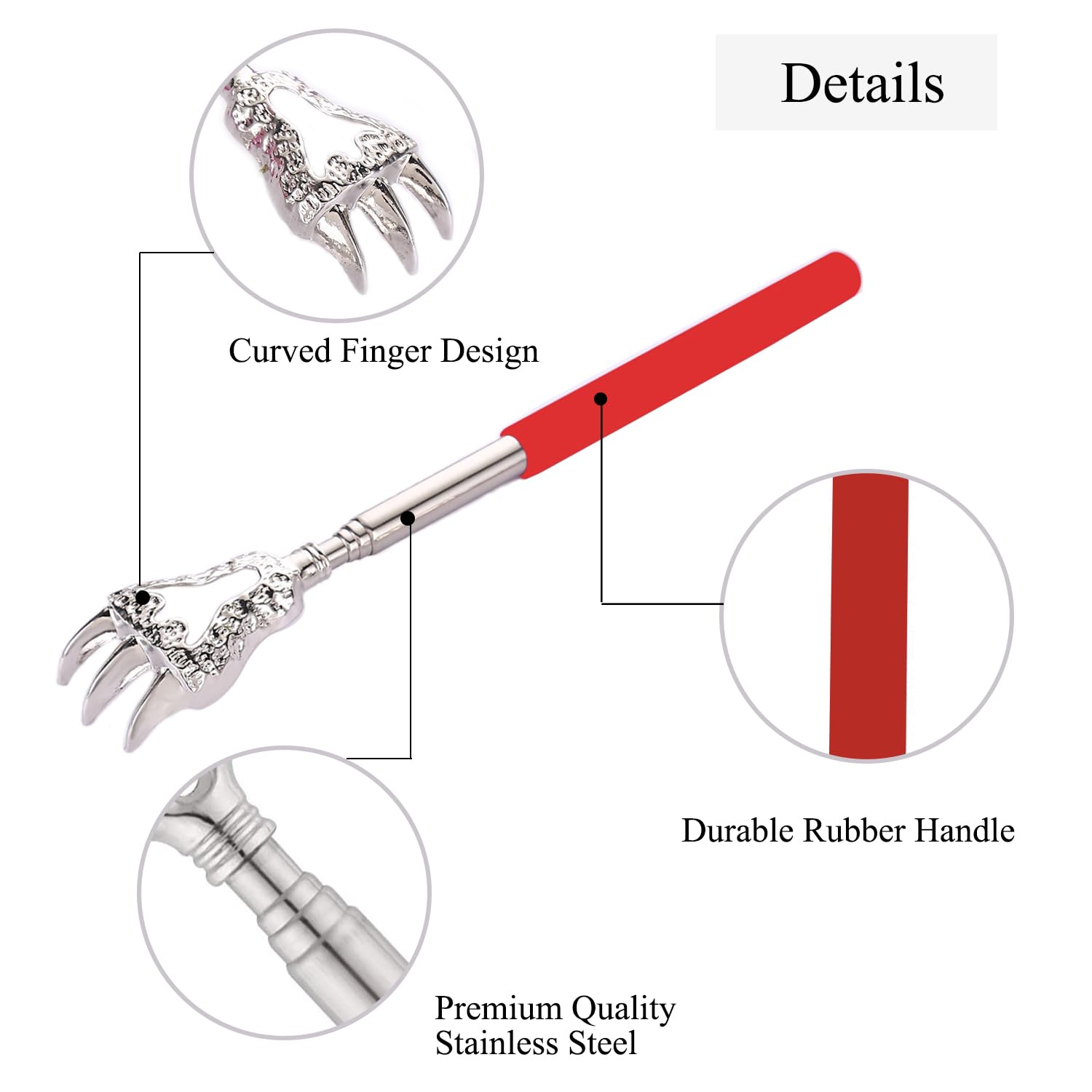 Extendable Back Scratcher - Stainless Steel Telescopic Massage Tool (8.66