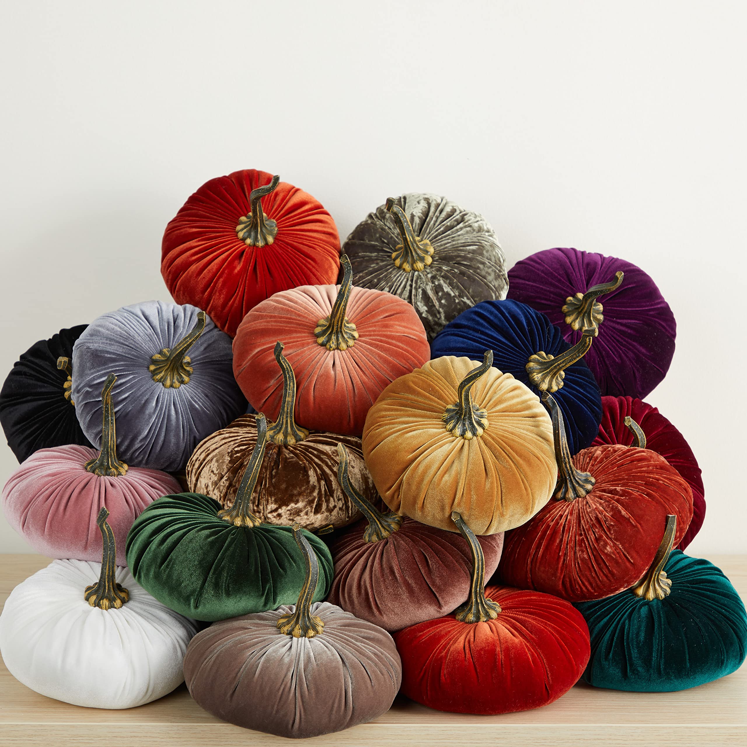 12 Pack 9 Inch Velvet Pumpkins - Bulk Wholesale Fall Home Decor, Handmade Autumn Decorations for Thanksgiving, Table Centerpiece, Mantel Display, and Seasonal Home Styling