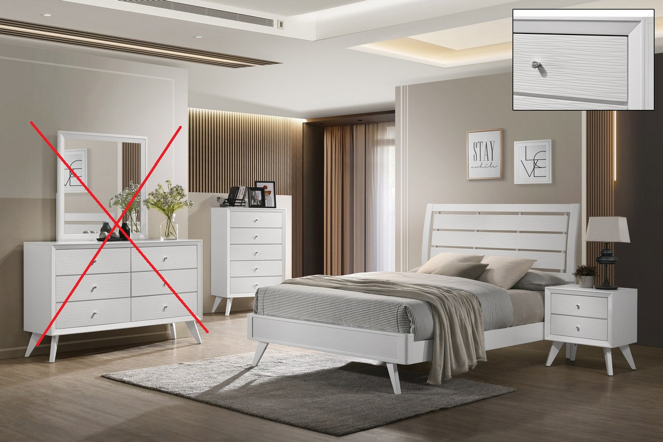 3 Piece Queen Size White Bedroom Set - Modern Bed Frame, Nightstand & Dresser for Master Bedroom Decor | Perfect for Home, Apartment & Guest Room Furniture