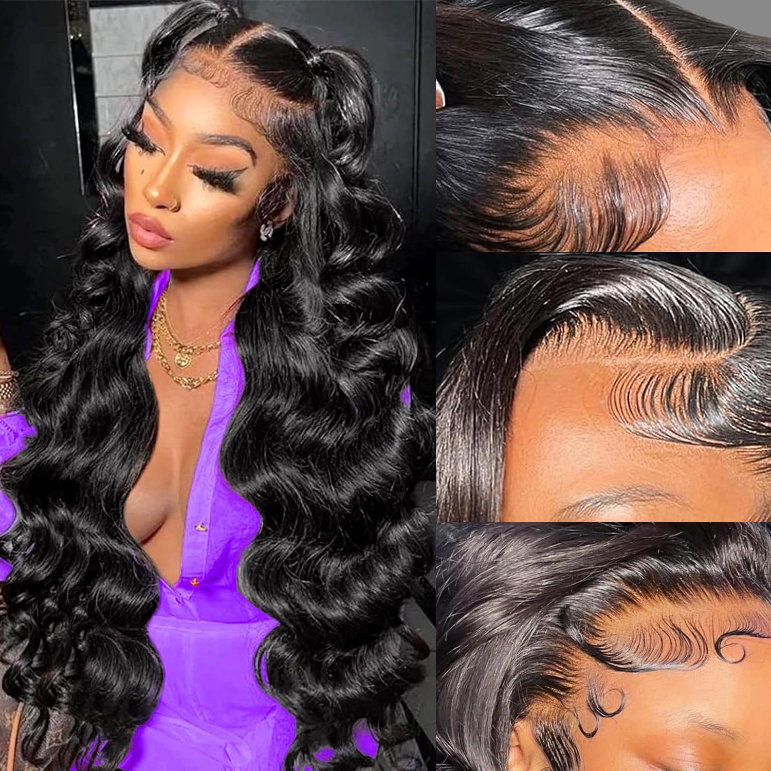 30 Inch Body Wave Lace Front Wigs Human Hair 250% Density 13x6 HD Transparent Lace - Brazilian Virgin Hair Glueless Wig for Women (Natural Black) - Perfect for Daily Wear, Cosplay & Special Occasions