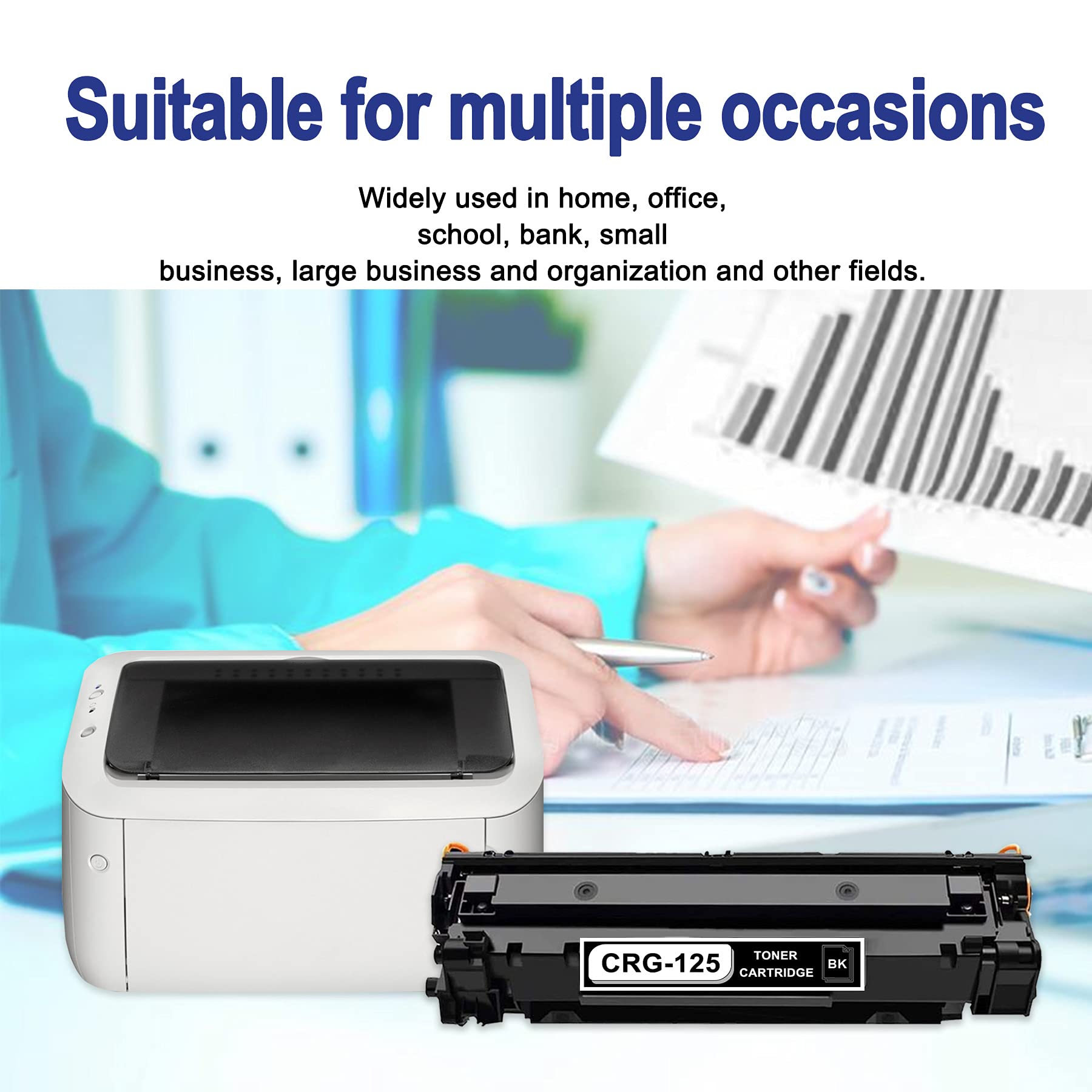 1 Pack Black High-Yield Compatible 125 Toner Cartridge Replacement for Canon ImageCLASS MF3010 LBP6030w LBP6000 Printers - Office & Home Printing Solution