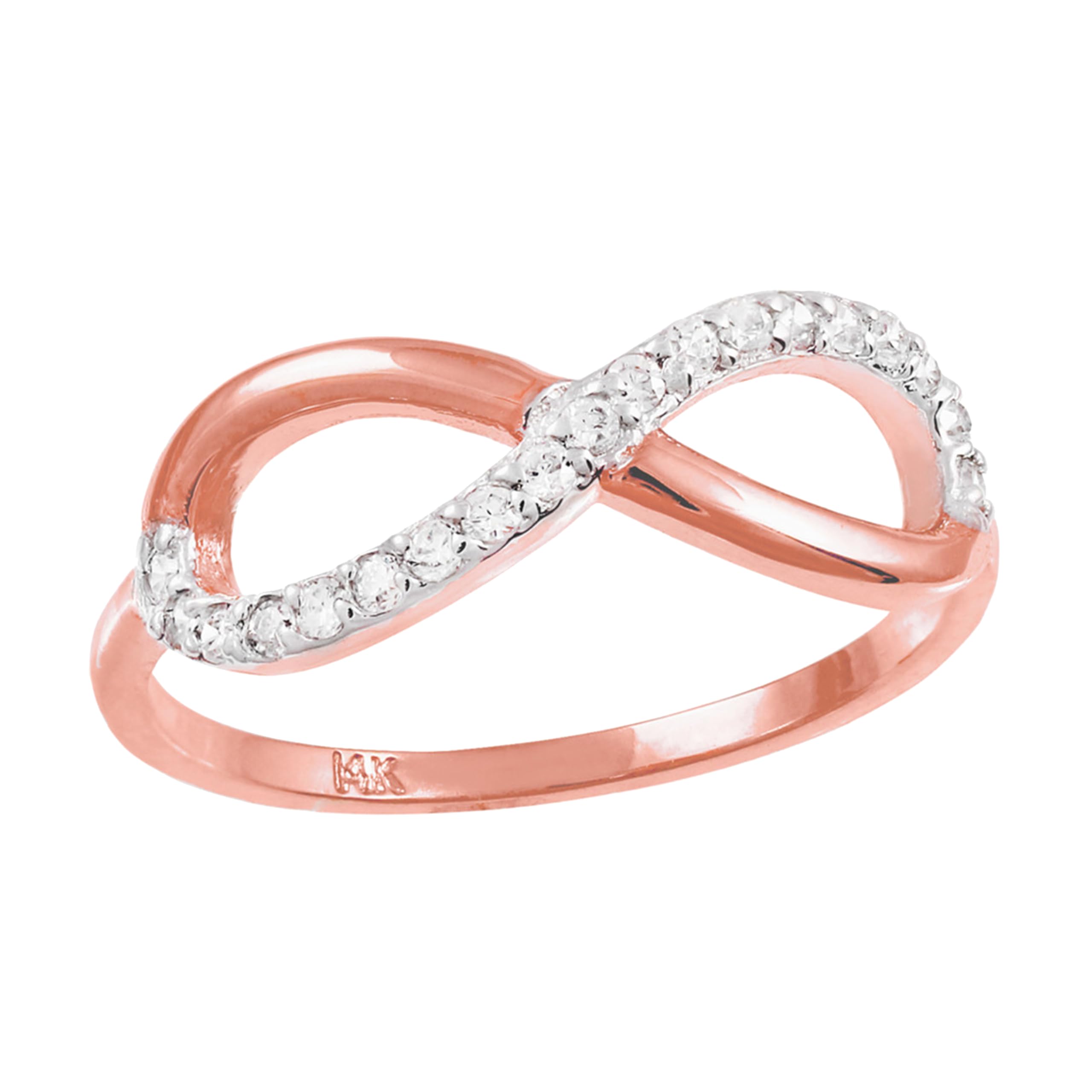 10K Rose Gold Diamond Infinity Ring for Women - Elegant Wedding, Engagement & Anniversary Jewelry Gift - Perfect for Everyday Wear & Special Occasions