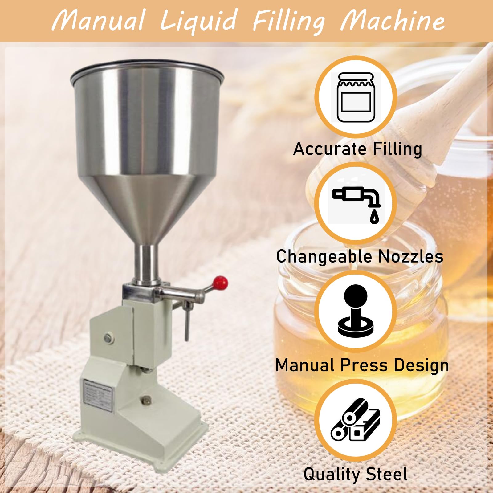 INTSUPERMAI Manual Liquid Filling Machine 5-50ml - Bottle Paste Filler for Cosmetics, Oil, Cream & Lip Gloss (Model A03) - Perfect for Small Business & DIY Beauty Products