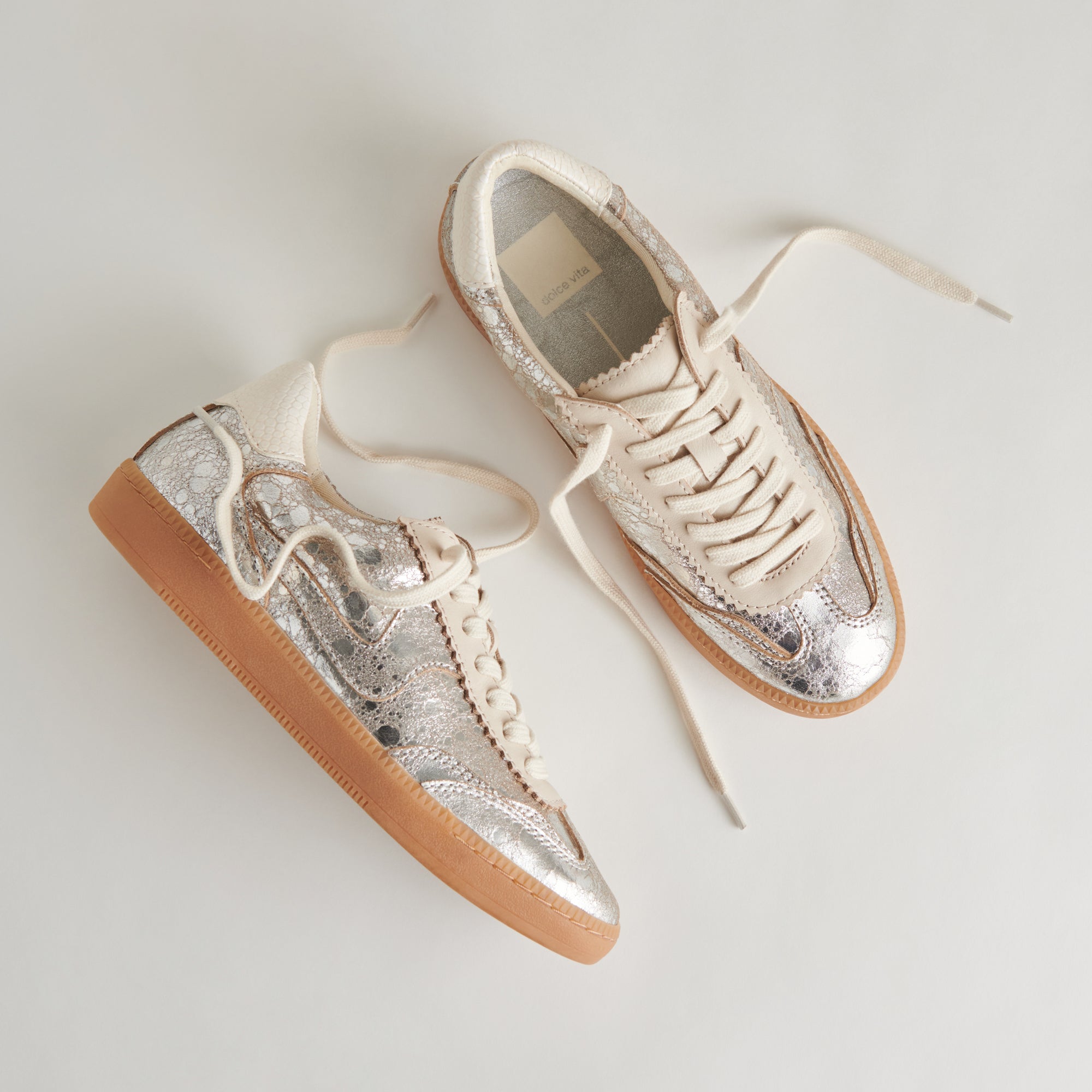 Distressed Silver Leather Notice Sneakers - Trendy High-Top Streetwear Shoes for Men & Women | Perfect for Casual Outfits, Urban Fashion & Everyday Wear