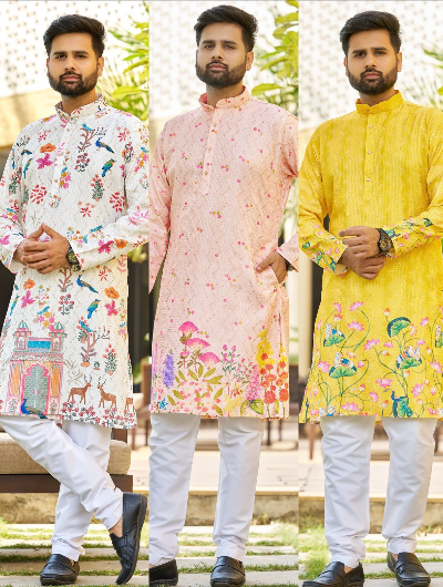 Royal White Boutique Designer Men's Kurta Pyjama Set - Premium Cotton Ethnic Wear for Weddings & Festivals | Perfect for Indian Cultural Events, Parties & Special Occasions