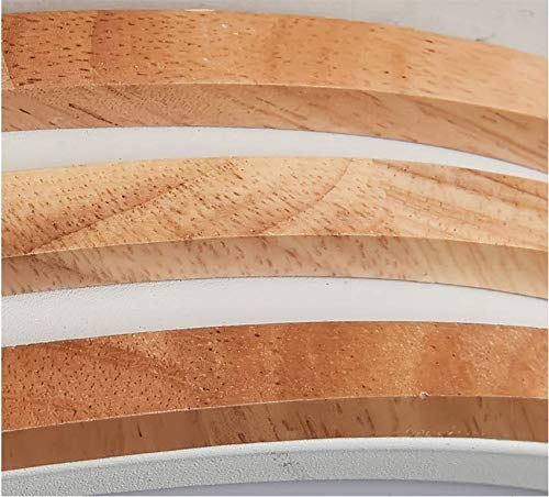 Round LED Flush Mount Ceiling Light - Dimmable Modern Nordic Style with Wooden Accent & Acrylic Shade | Perfect for Living Room, Bedroom, Kitchen & Hallway Lighting