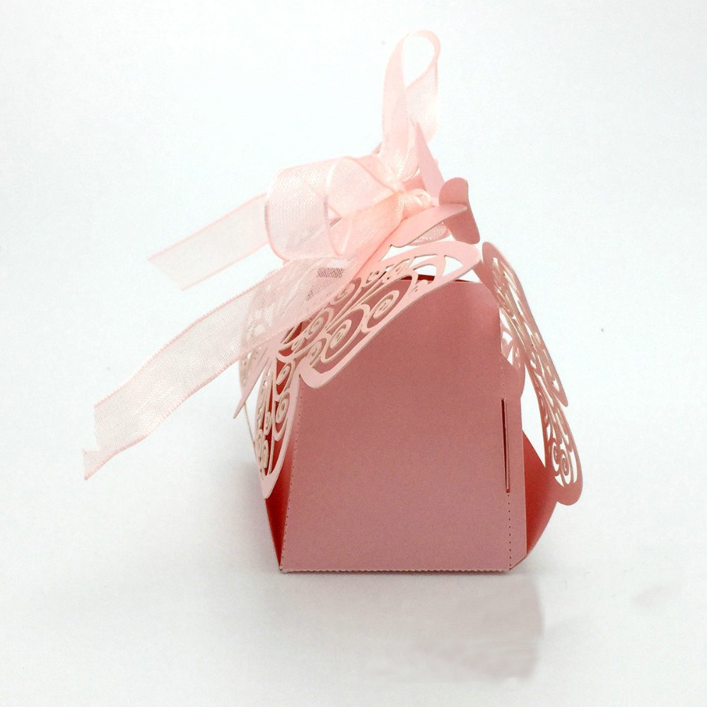 Zorpia® 50pcs Laser Cut Large Butterfly Wedding Favor Boxes - Pink Candy Gift Boxes for Weddings, Parties & Events (ZRA0168919) | Perfect for Bridal Showers, Baby Showers & Birthday Decorations