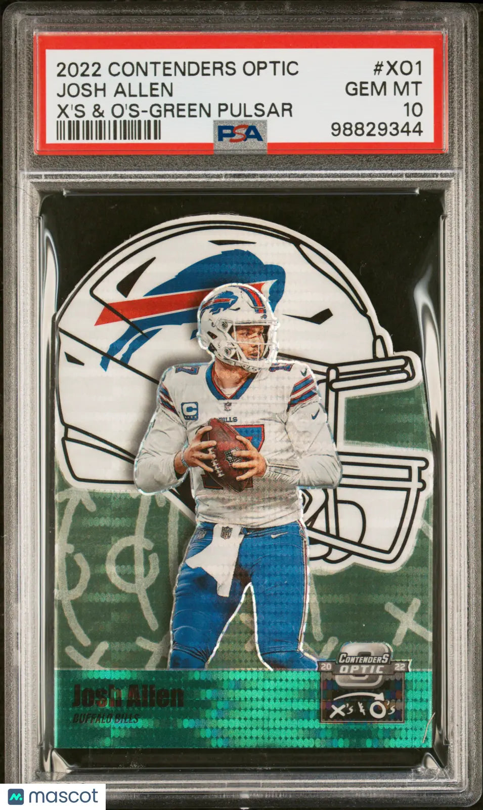 2022 Panini Contenders Optic X'S & O's Josh Allen Green Pulsar PSA 10 05/30 - Rare Football Trading Card for Collectors & Investors - Perfect for Sports Memorabilia Displays & Auctions