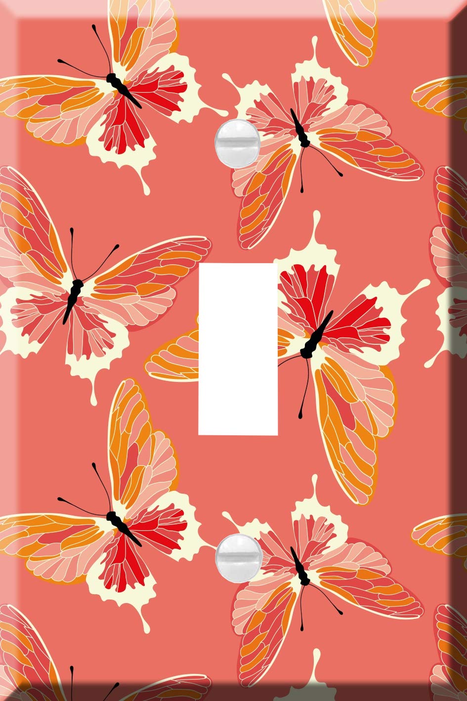 Butterfly Coral Toggle Wall Plate - Single Light Switch Cover for Home Decor