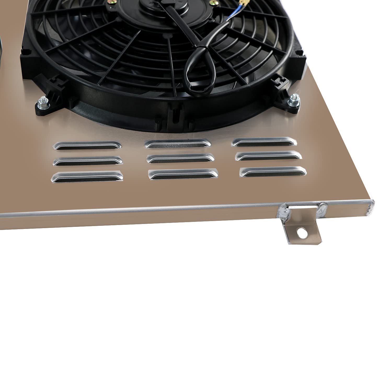 ECMRAD Aluminum Radiator Shroud with 2x12 Inch Cooling Fans for Chevy Corvette C3 1977-1982 (5.0L 5.7L V8) - High Performance Cooling Upgrade for Hot Weather & Racing Scenarios