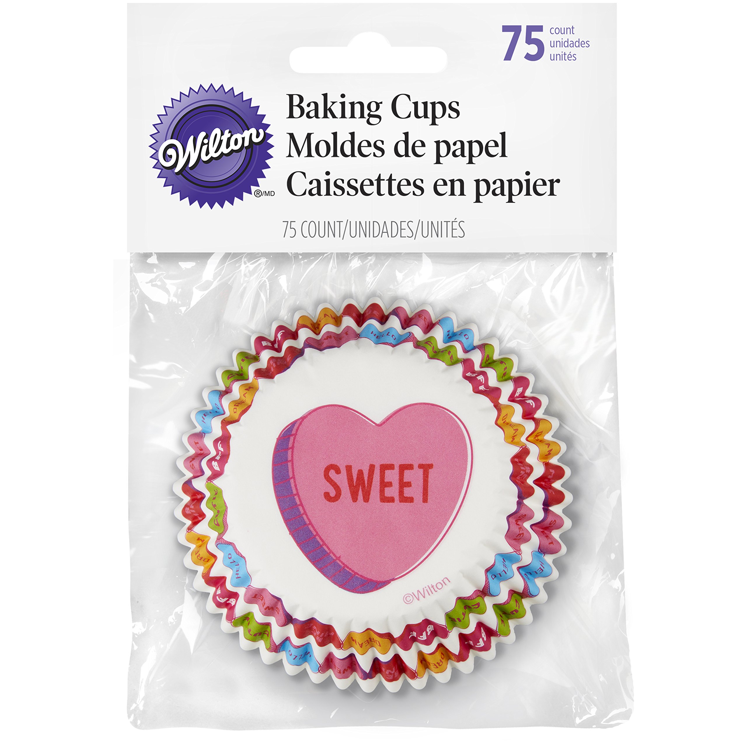 Wilton Standard Baking Cups - Words Can Express 75/Pack, Multi-Colored Cupcake Liners for Baking, Party Decorations & Holiday Treats