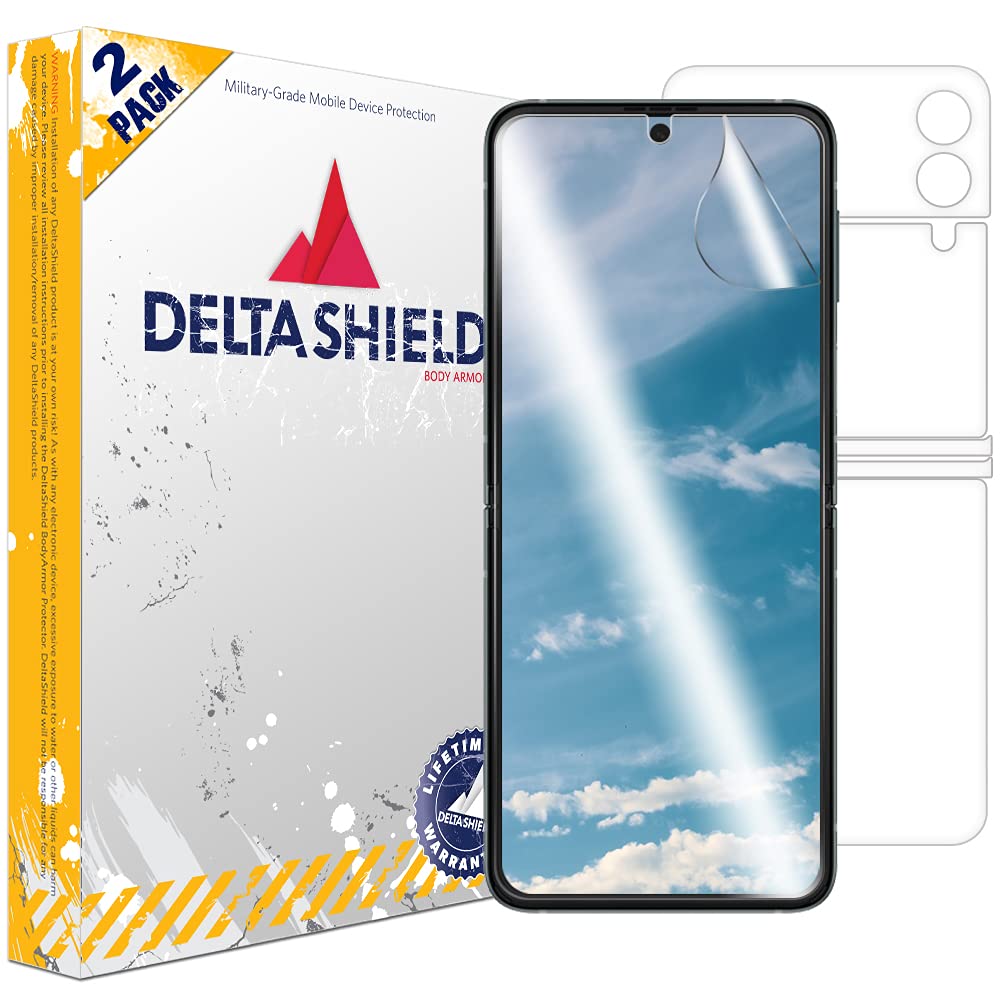 DeltaShield Full Body Skin for Samsung Galaxy Z Flip 3 (2-Pack) - Military-Grade Clear HD Film with Screen Protector | Front & Back Protection | Bubble-Free Application | Perfect for Work, Travel & Everyday Use