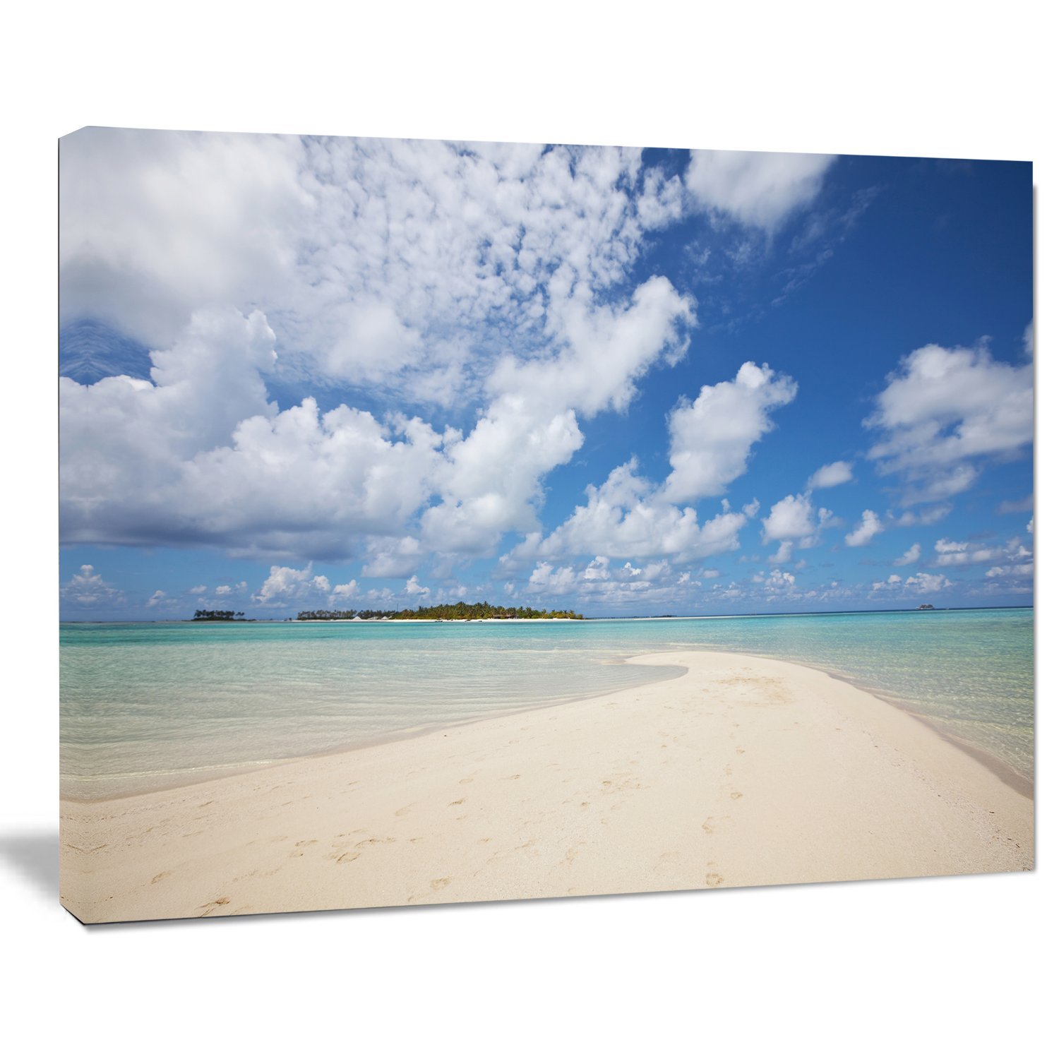 Extra Large Serene Maldives Beach Seascape Art Canvas Print - Tropical Ocean Wall Decor for Living Room, Bedroom & Office