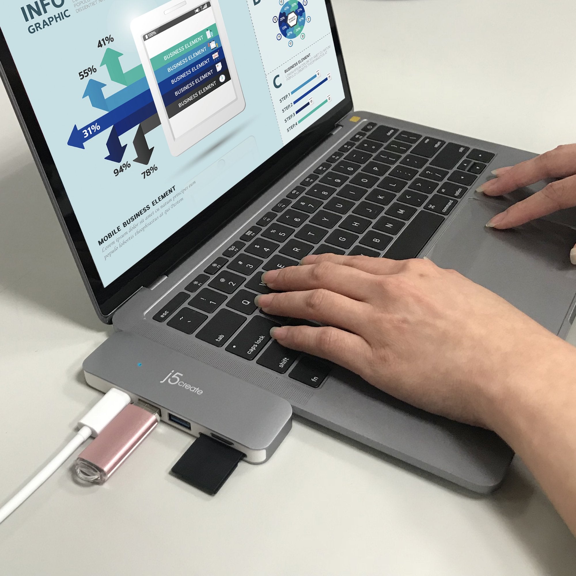 USB C UltraDrive MiniDock - 6-in-1 USB C Hub with 4K HDMI, USB 3.0, SD/TF Card Reader - Perfect for MacBook Pro/Air, Dell XPS, iPad Pro & More - Ideal for Home Office, Remote Work & Travel Accessories