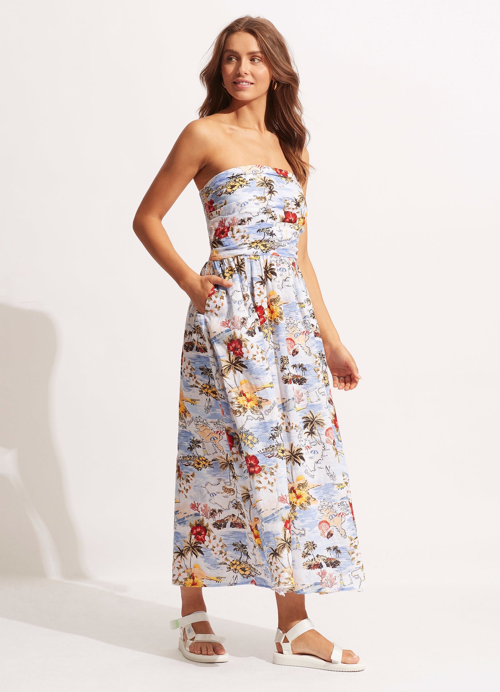 Coast To Coast Midi Dress in Powder Blue | Flowy Summer Dress for Beach, Vacation & Casual Outings