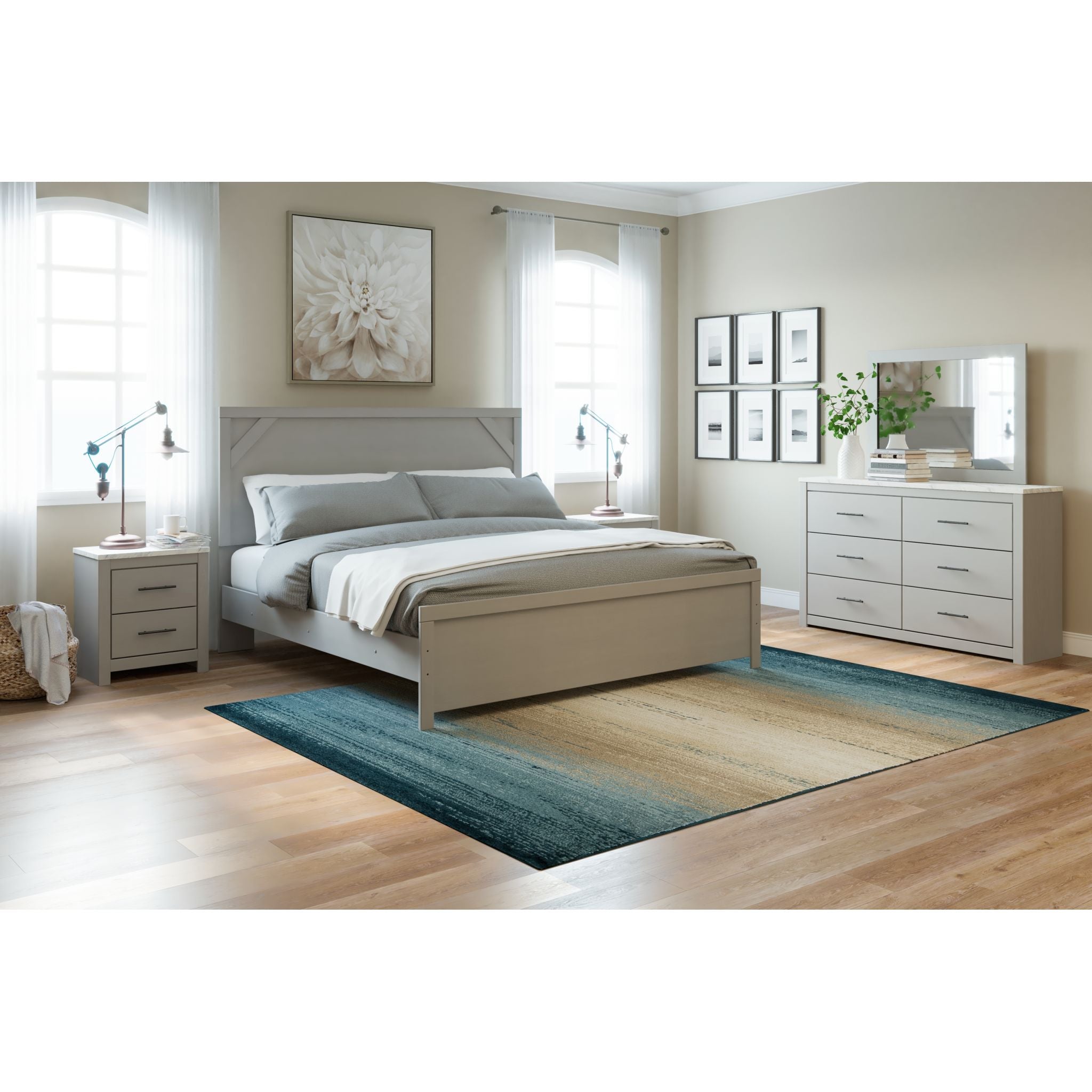 Cottonburg Dresser with Mirror - Modern Bedroom Dresser with 6 Drawers, Wooden Storage Cabinet for Clothes & Accessories - Perfect for Bedroom, Closet & Nursery Organization