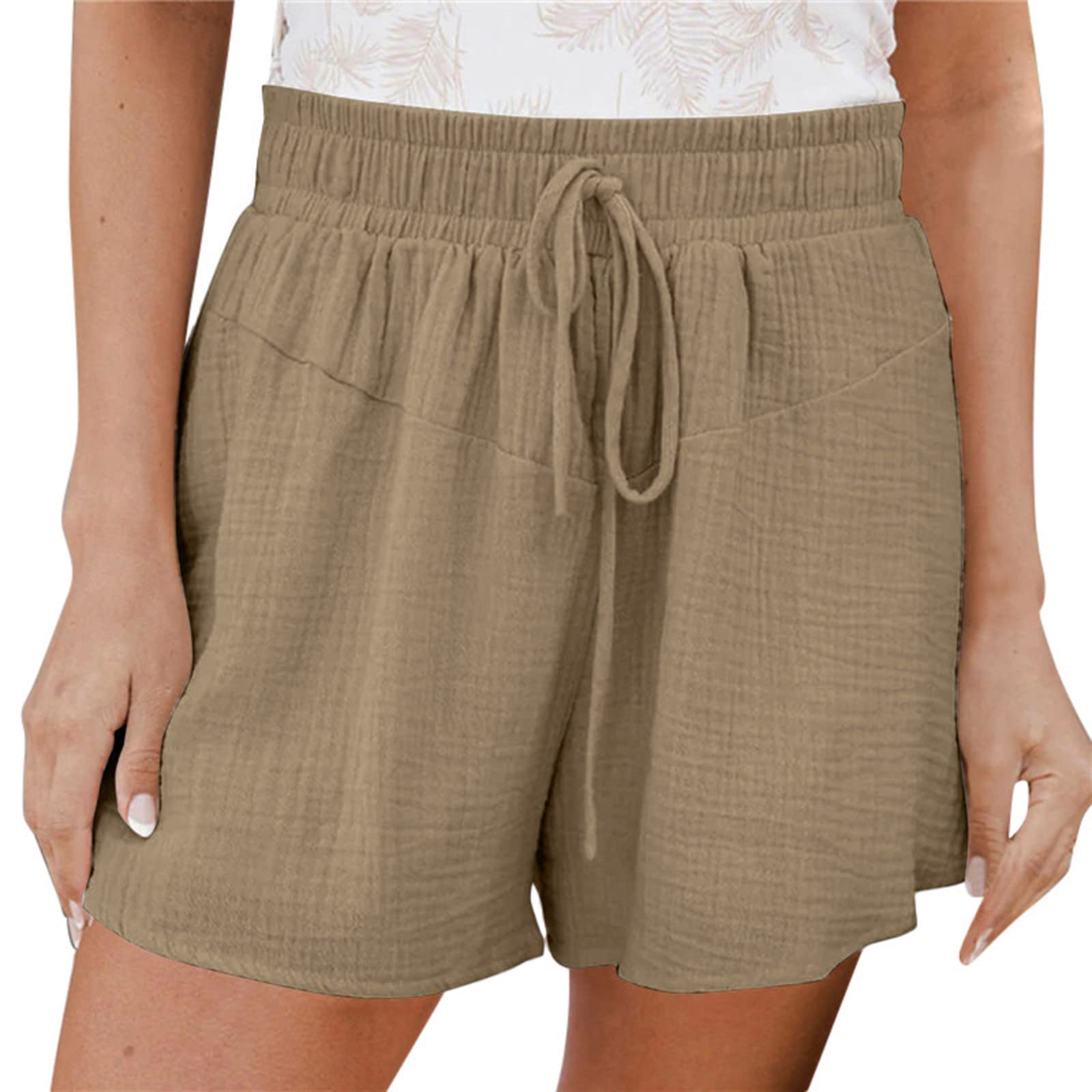 Women's Casual Summer Elastic Waist Cotton Shorts - Comfy Drawstring Beach Shorts & Boy Shorts Underwear | Perfect for Beach Outings, Yoga & Lounge Wear