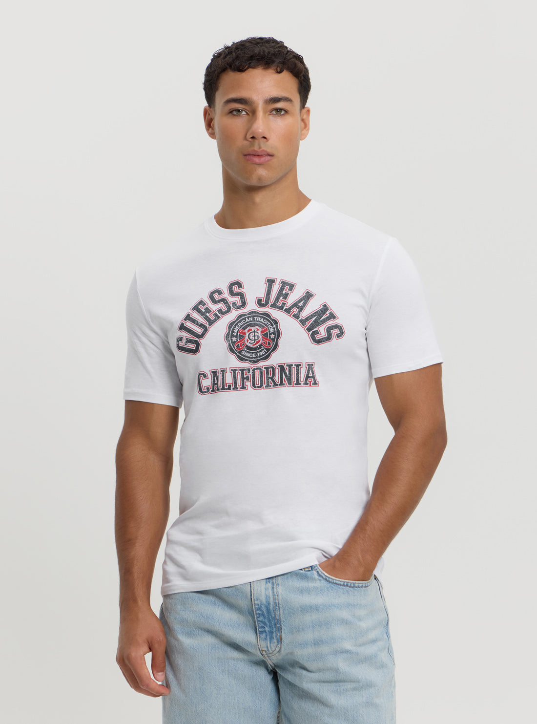 Guess Women's White Slim Fit Printed T-Shirt - Casual Comfort Top for Everyday Wear & Outfits