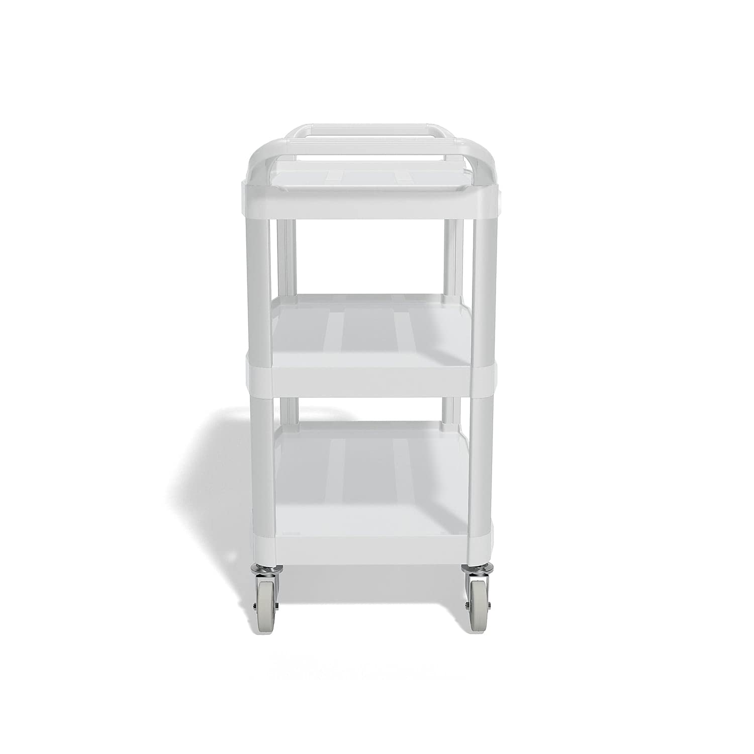 Staples 810832 3-Tier Rolling Utility Cart - Gray Plastic Shelving Unit with Wheels for Home, Office, Kitchen, or Garage Storage Organization