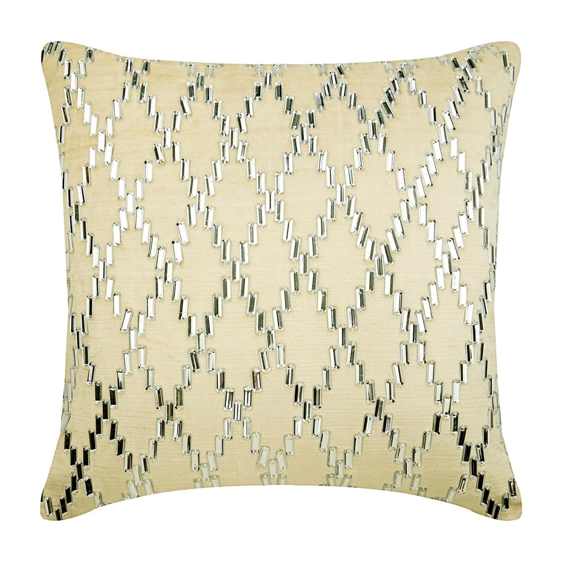 Premium Velvet Pillow Covers 24x24 Inch (60x60 cm) - Soft Zippered Pillowcases in Ivory, Modern Geometric Argyle Design for Sofa, Bed & Home Decor - Handmade Luxury Throw Pillow Covers for Easter & Seasonal Decor
