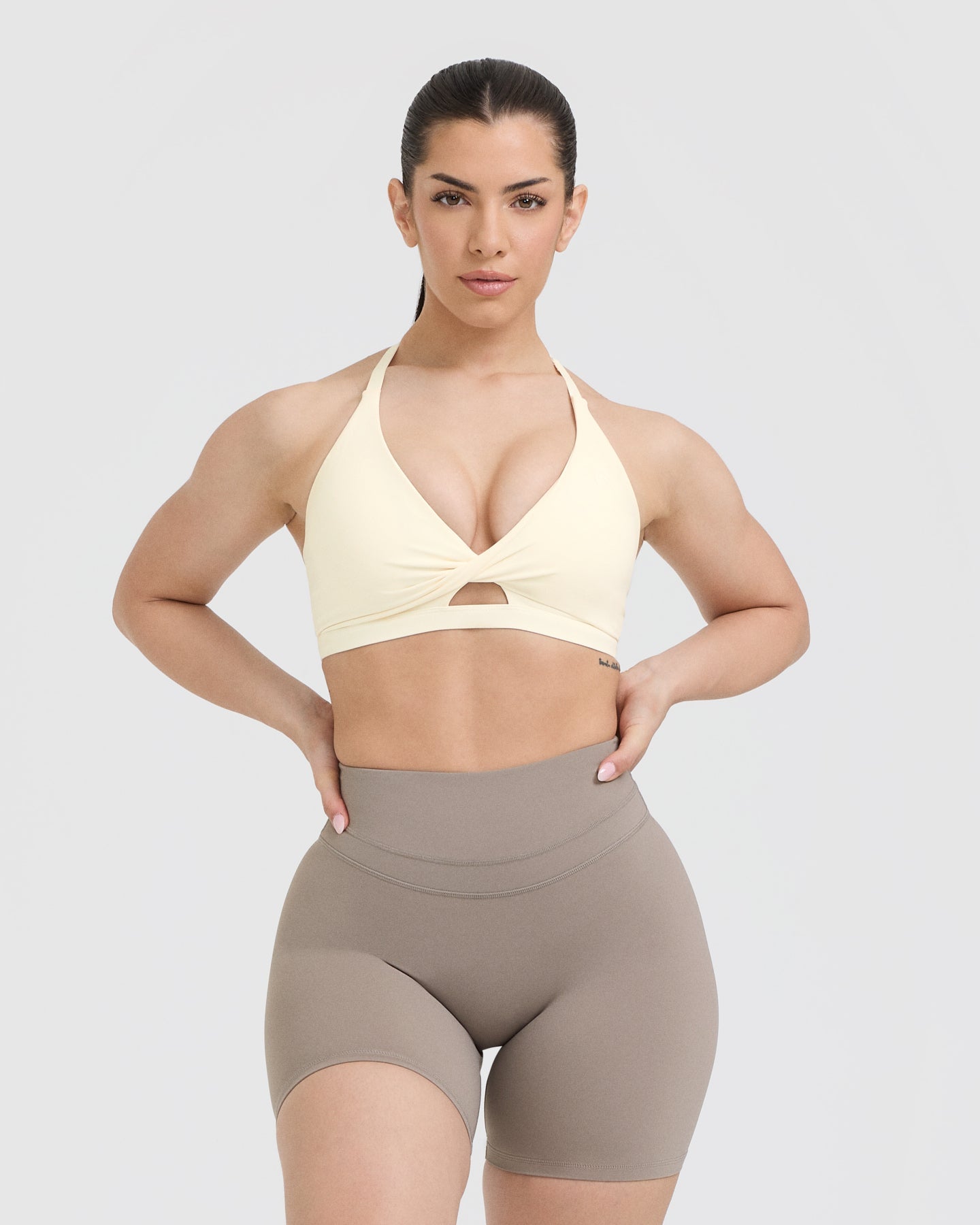 High Support Unified Twist Sports Bra for Women - Off White | Yoga, Running, Gym & Workout Activewear